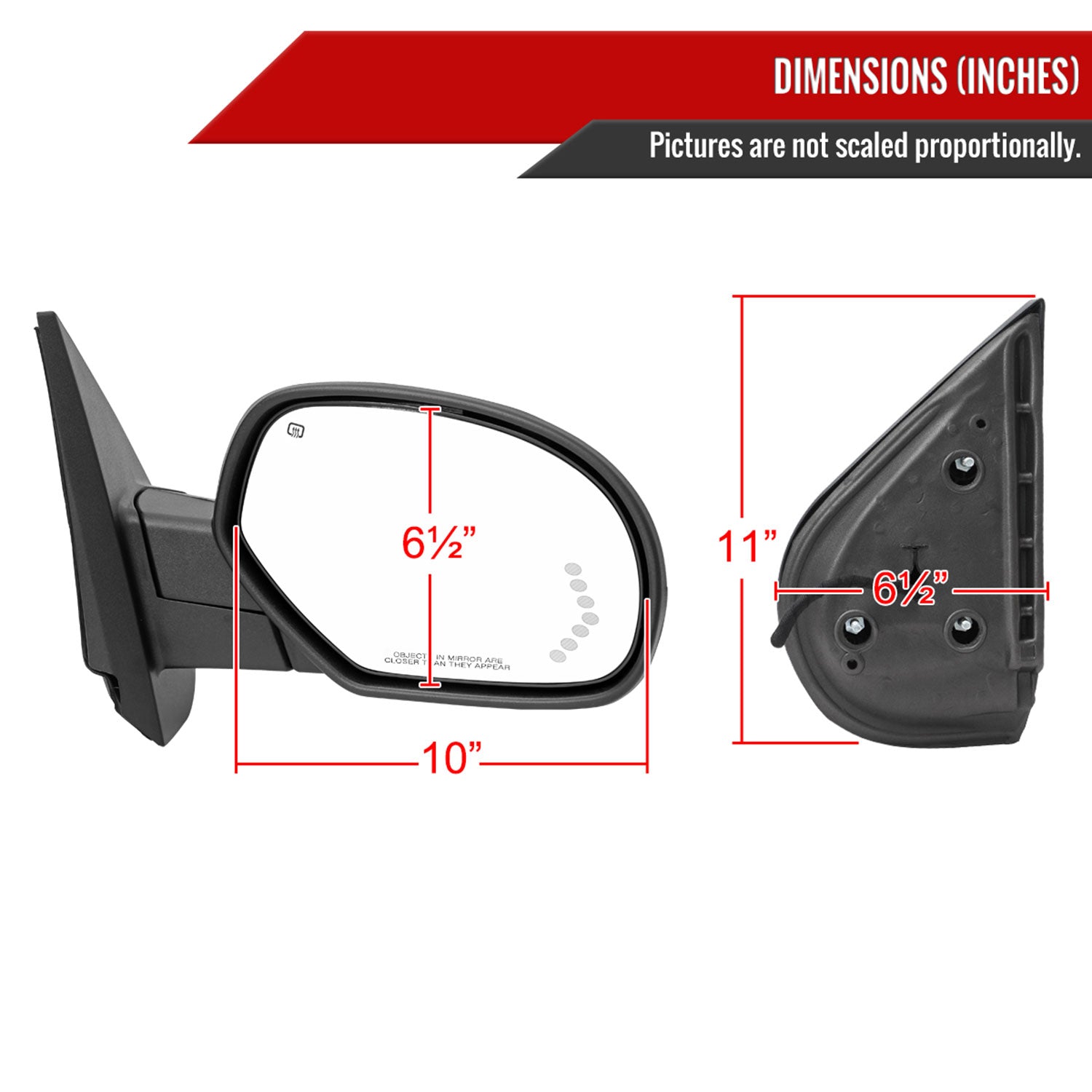 2007-2013 Chevy Silverado /Sierra Auto-Fold&Heated Side Mirror Passenger Black