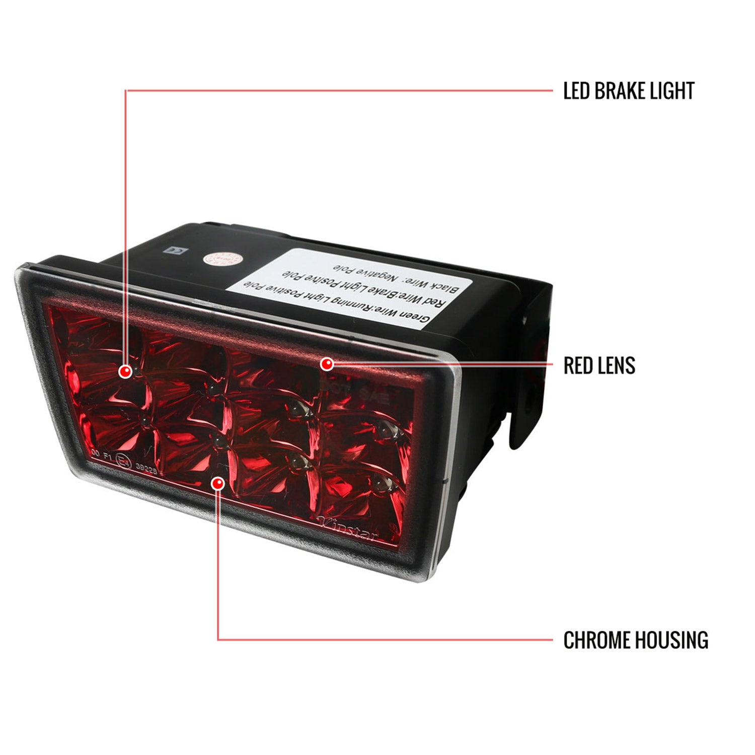 2011-2018 Subaru Impreza WRX/STI/XV Crosstrek LED 3rd Brake Light Chrome/Red