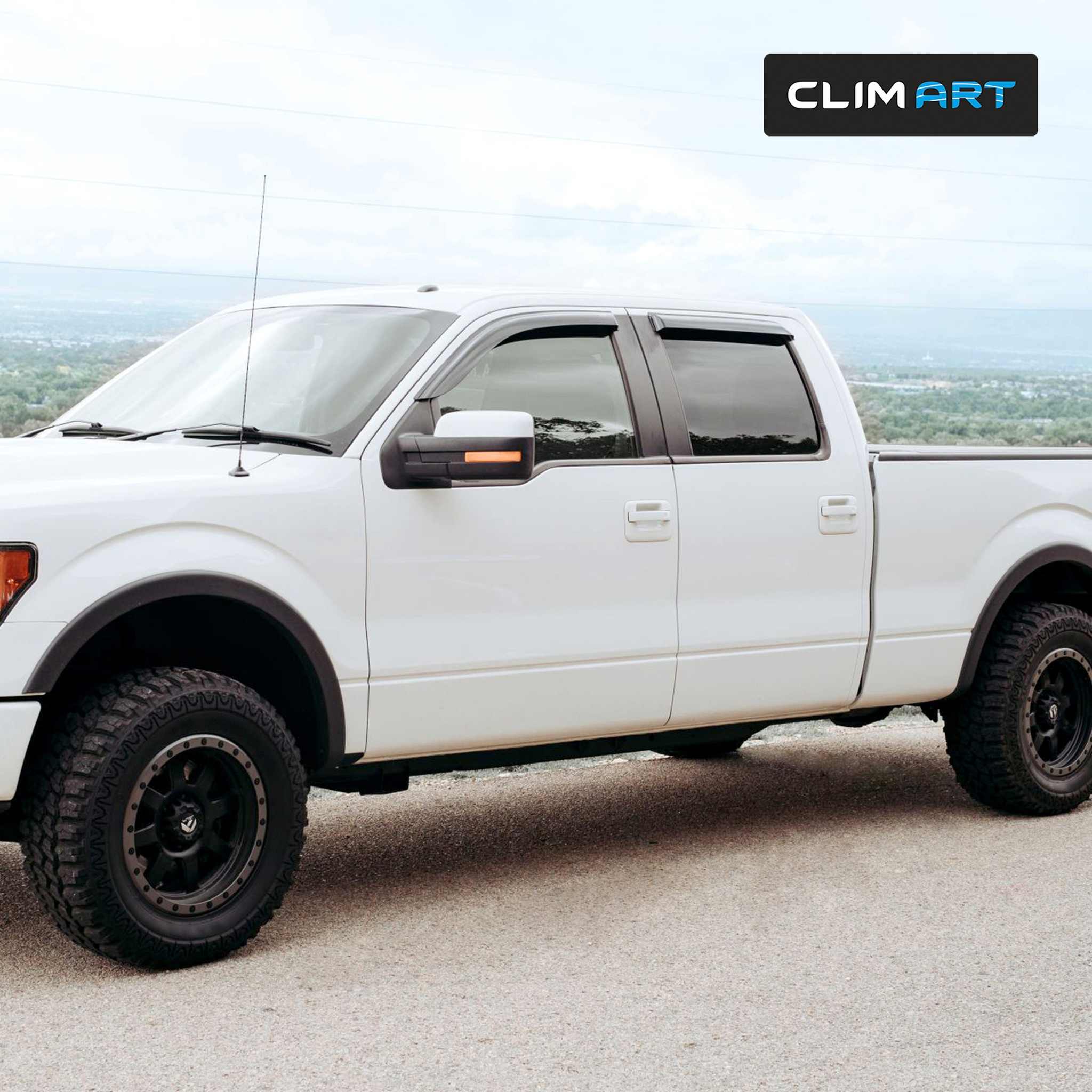 Clim Art Wind Deflectors for Ford F-150 SuperCrew / SVT Raptor 2009-2014 Dark