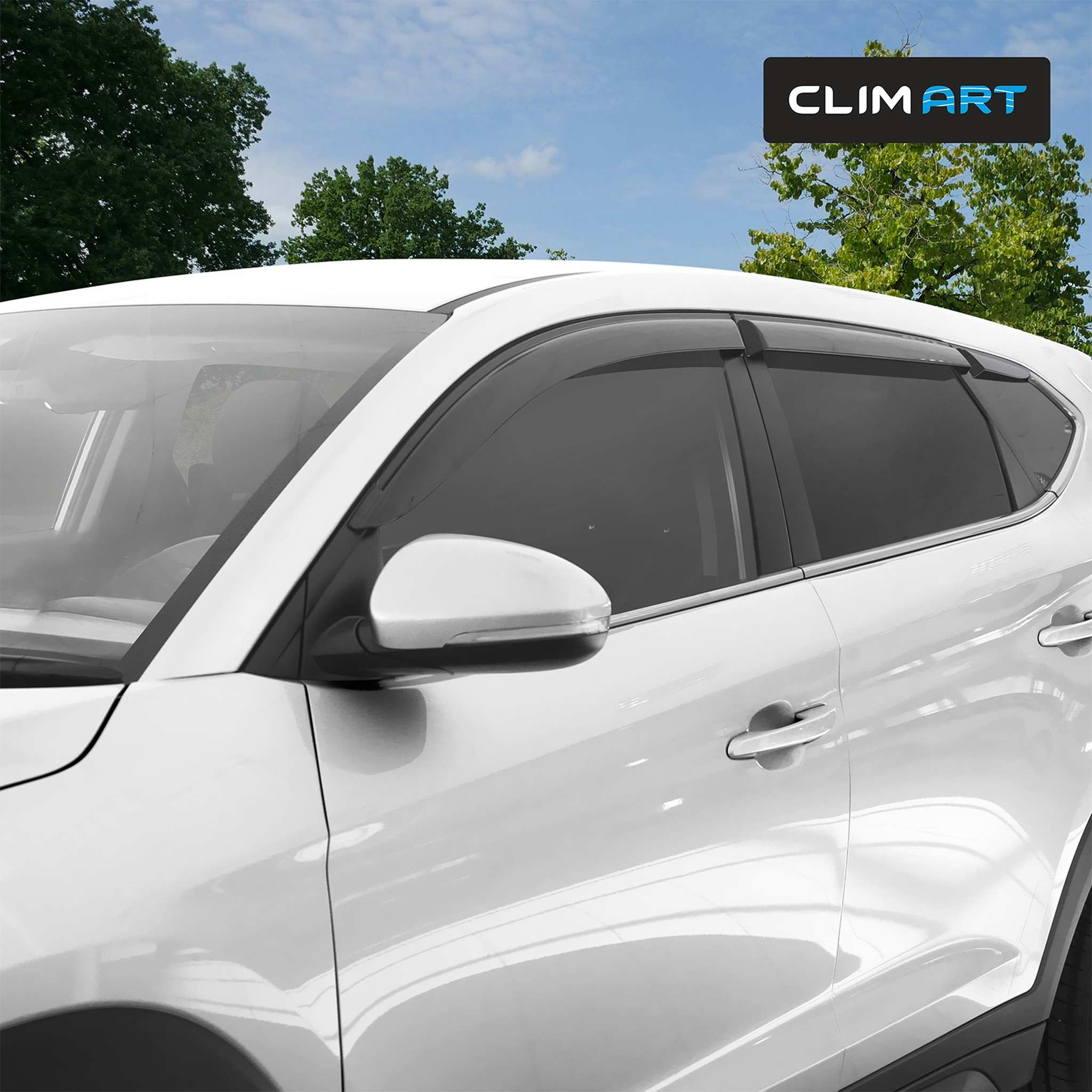Clim Art Wind Deflectors for Hyundai Tucson 2016-2021 Tape-On Dark Smoke 6Pcs