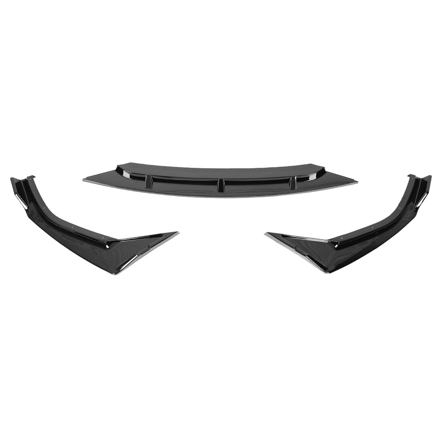 2019-2021 Honda Civic Sedan Glossy Black 3Pcs Front Bumper Lip Set