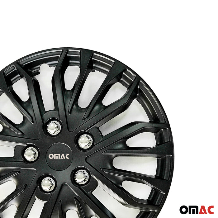 16" Wheel Covers Guard Hub Caps Durable Snap On ABS Black Silver 4x