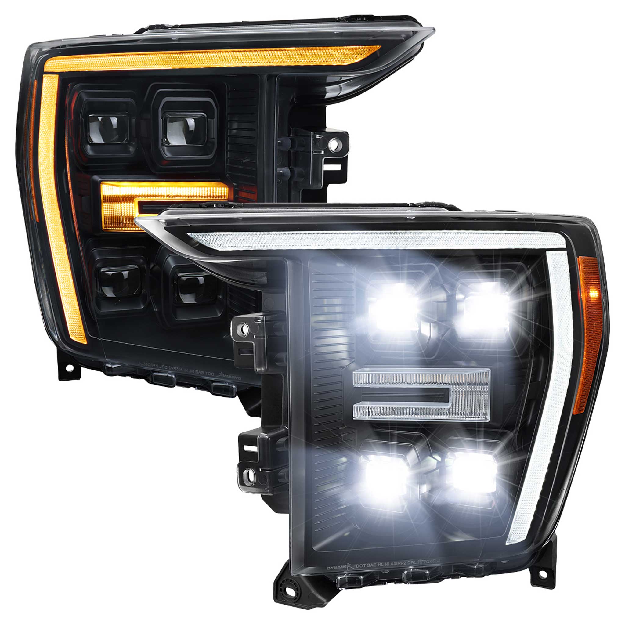 For Ford F-150 2021-2023 Full LED Projector Headlights Sequential DRL Black Clear Halogen Fit