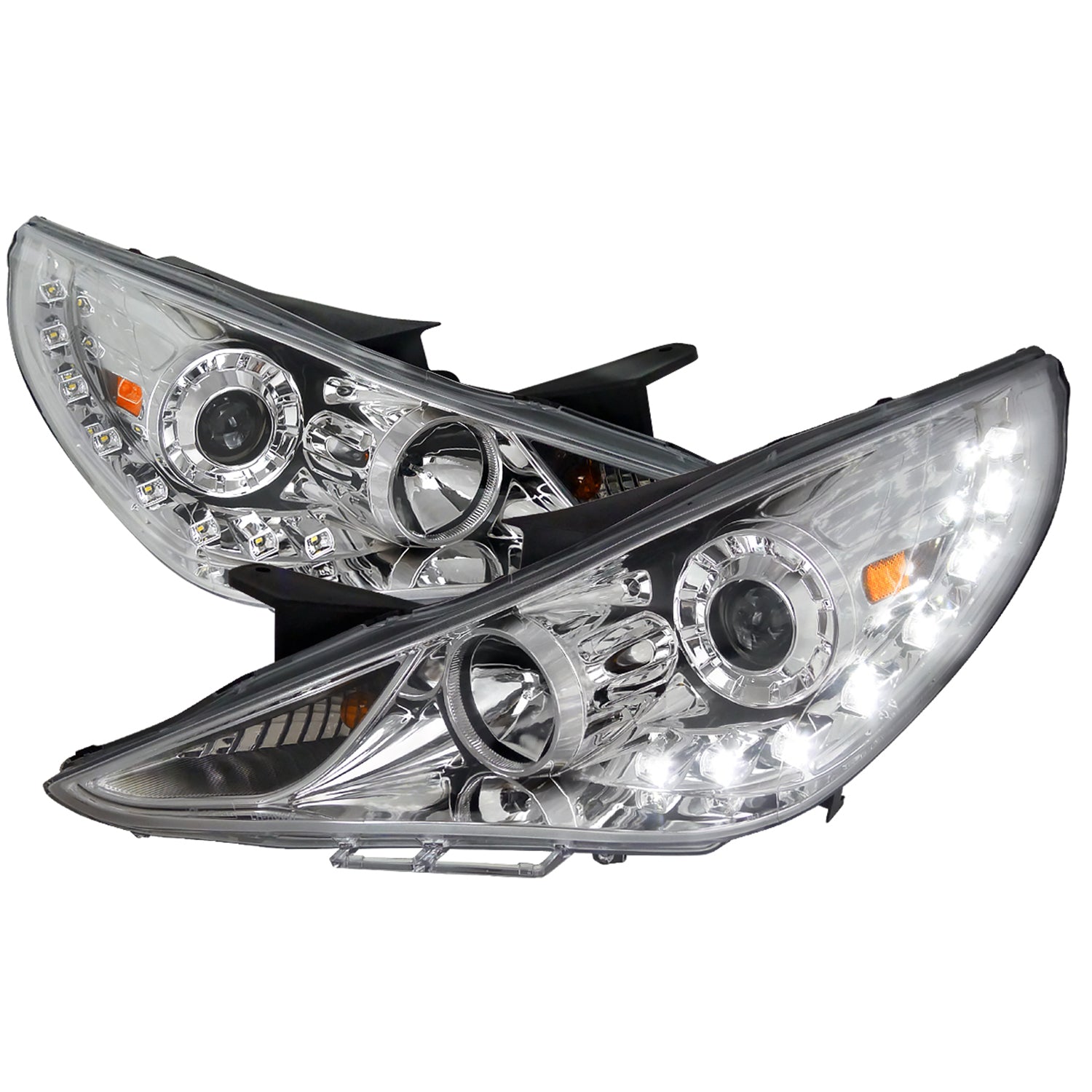2011-2014 Hyundai Sonata Projector Headlights SMD LED Light Strip Chrome/Clear