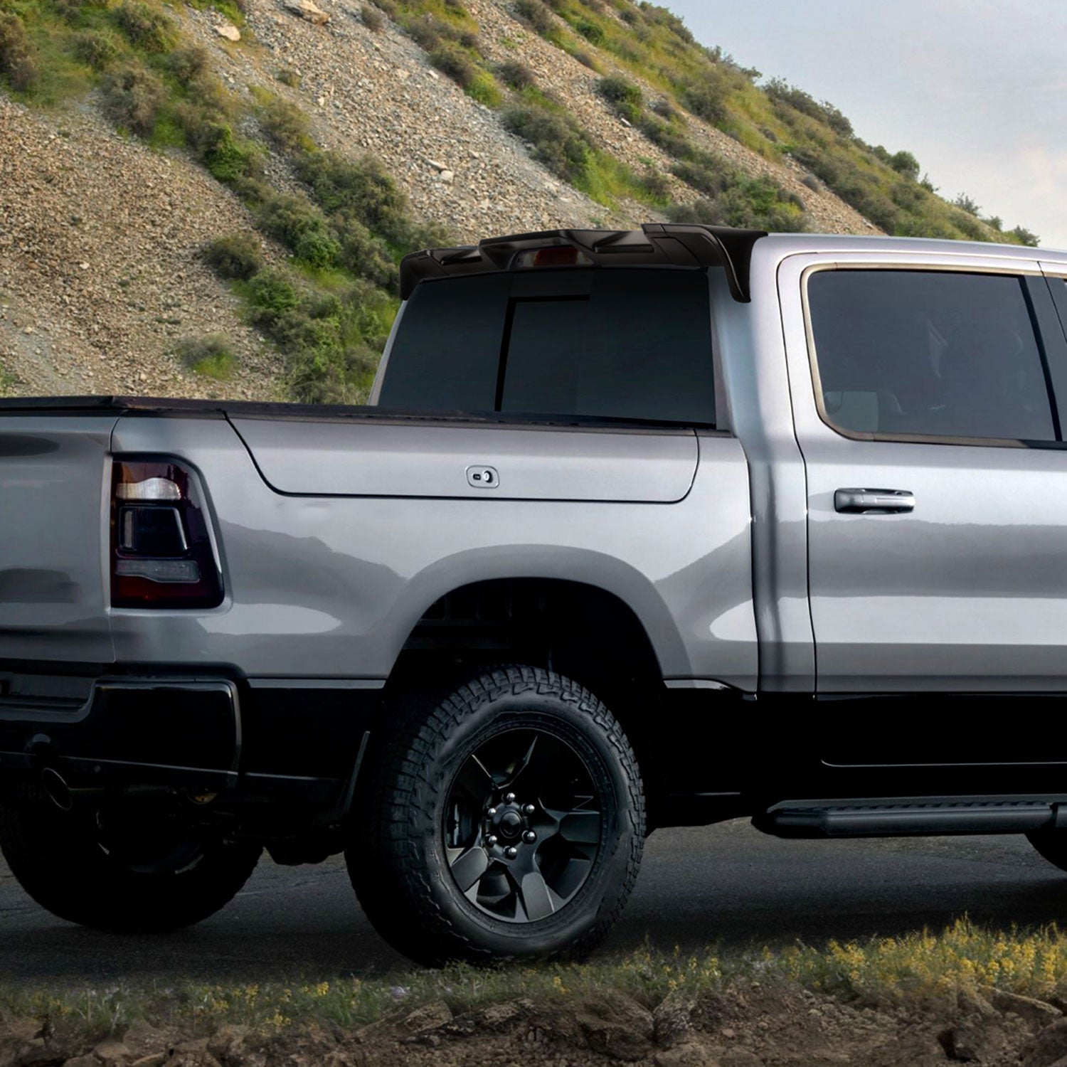 2013-2018 Dodge RAM 1500 Rear Roof Matte Black Truck Spoiler Wing Kit