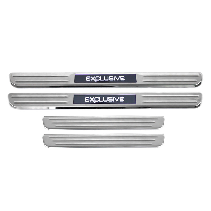 Ford Focus Fiesta Door Sill Scuff Plate Illuminated Exclusive Steel Silver 4Pcs