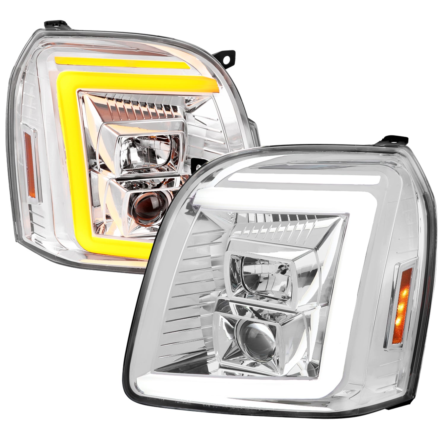 2007-2014 GMC Yukon/XL 1500/XL 2500 LED Signal Projector Headlights Chrome
