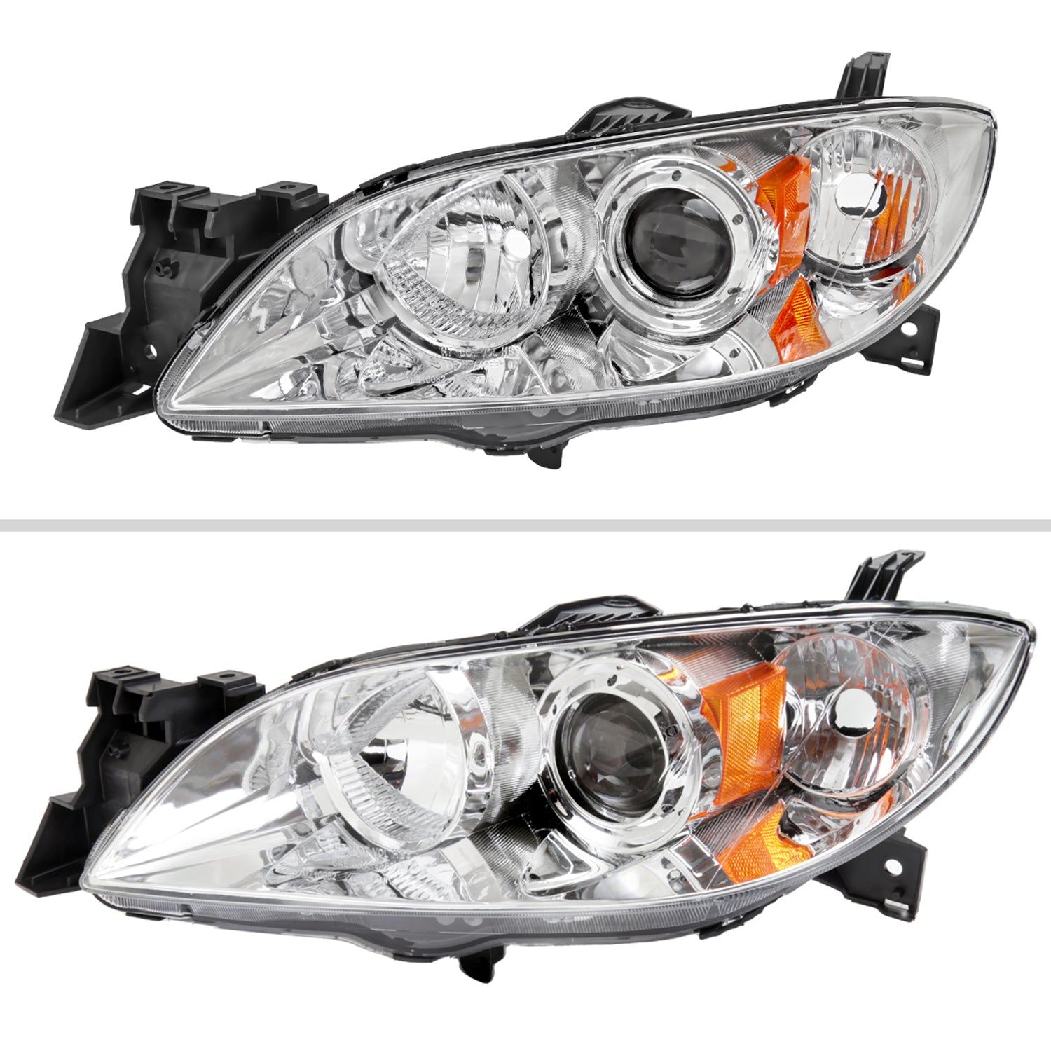 2004-2009 Mazda 3 Sedan Projector Style Headlights Chrome Housing/Clear Lens