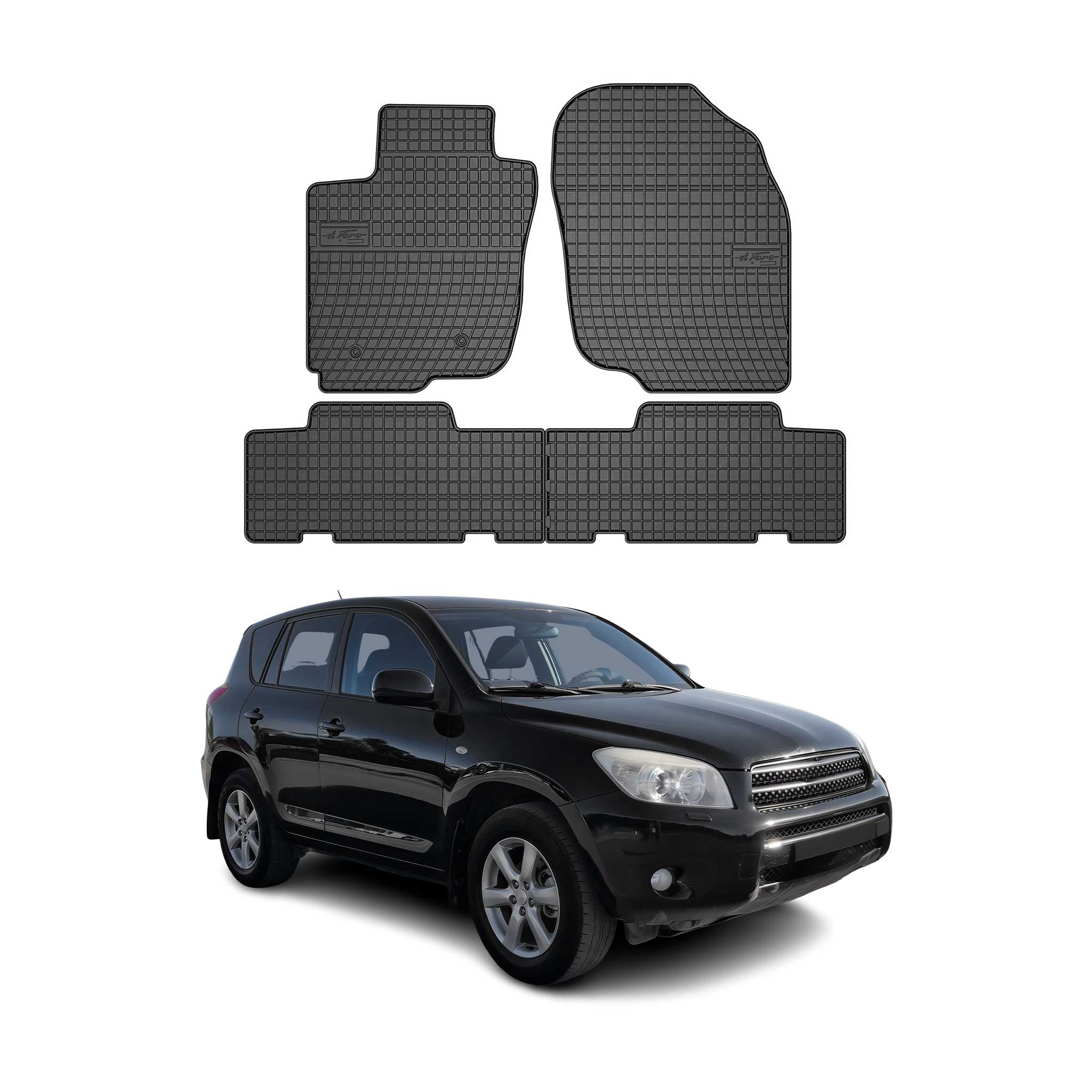 2006-2012 Toyota RAV4 Floor Mats Liners Full Set All Weather Rubber Black