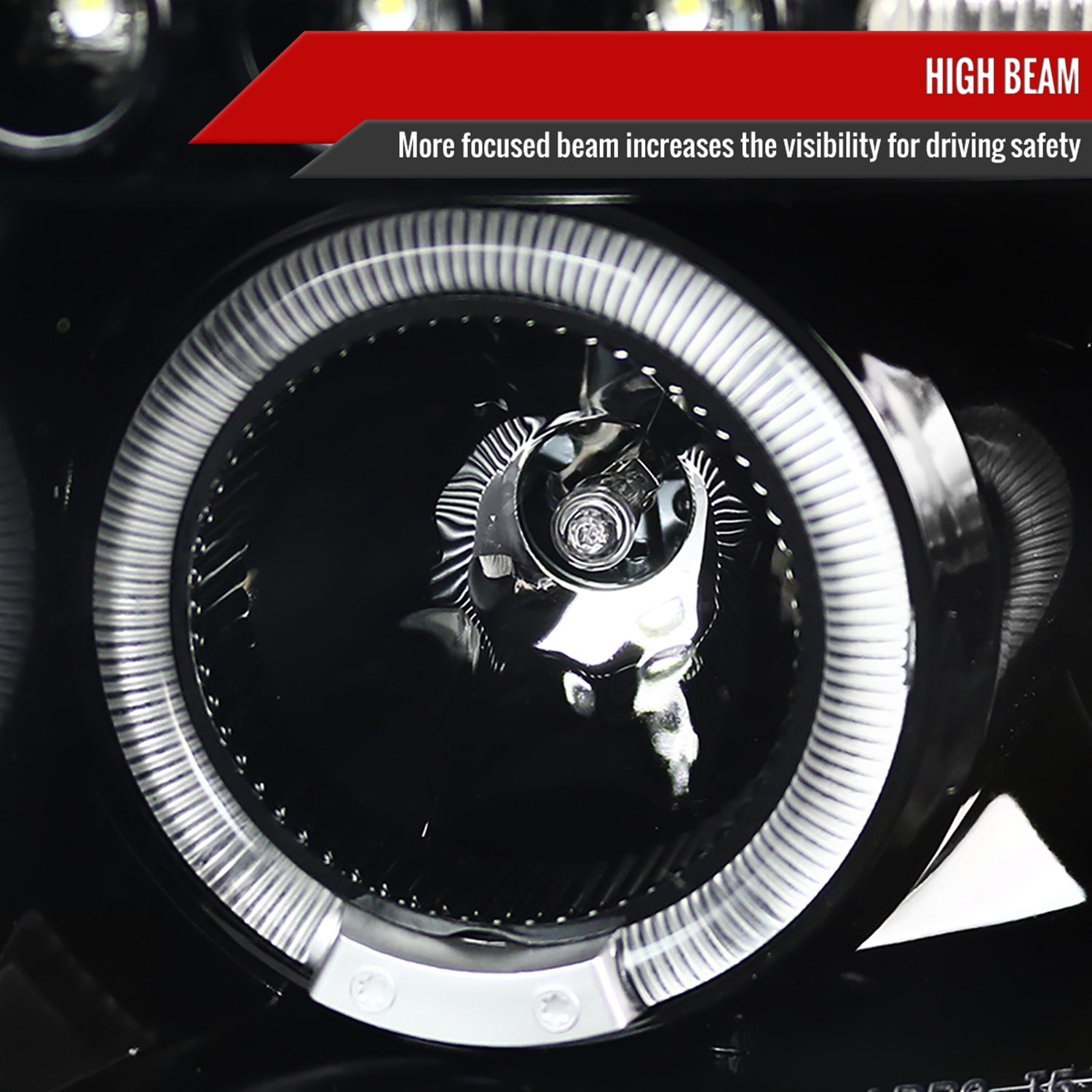 1994-2001 Dodge RAM 1500 2500 3500 Dual Halo Projector Headlights Jet Black