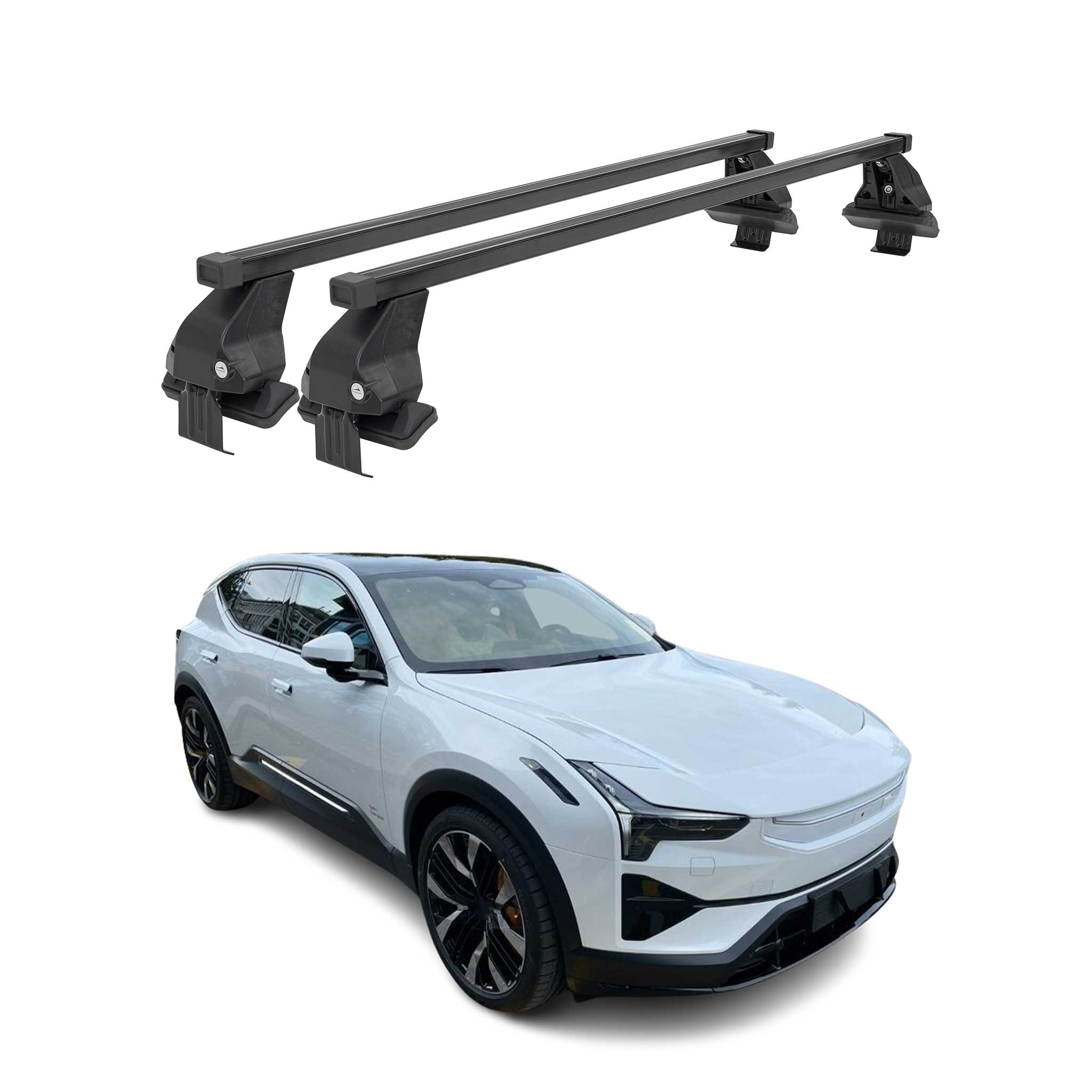 Top Roof Racks Cross Bars Luggage Carrier for Polestar 2 2020-25 Steel Black 2x