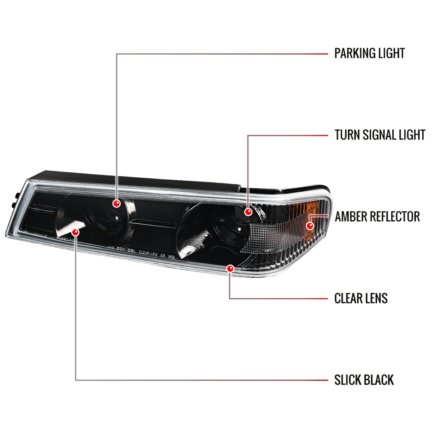 2004-2012 Chevy Colorado GMC Canyon Corner Lights Jet Black/Clear Lens