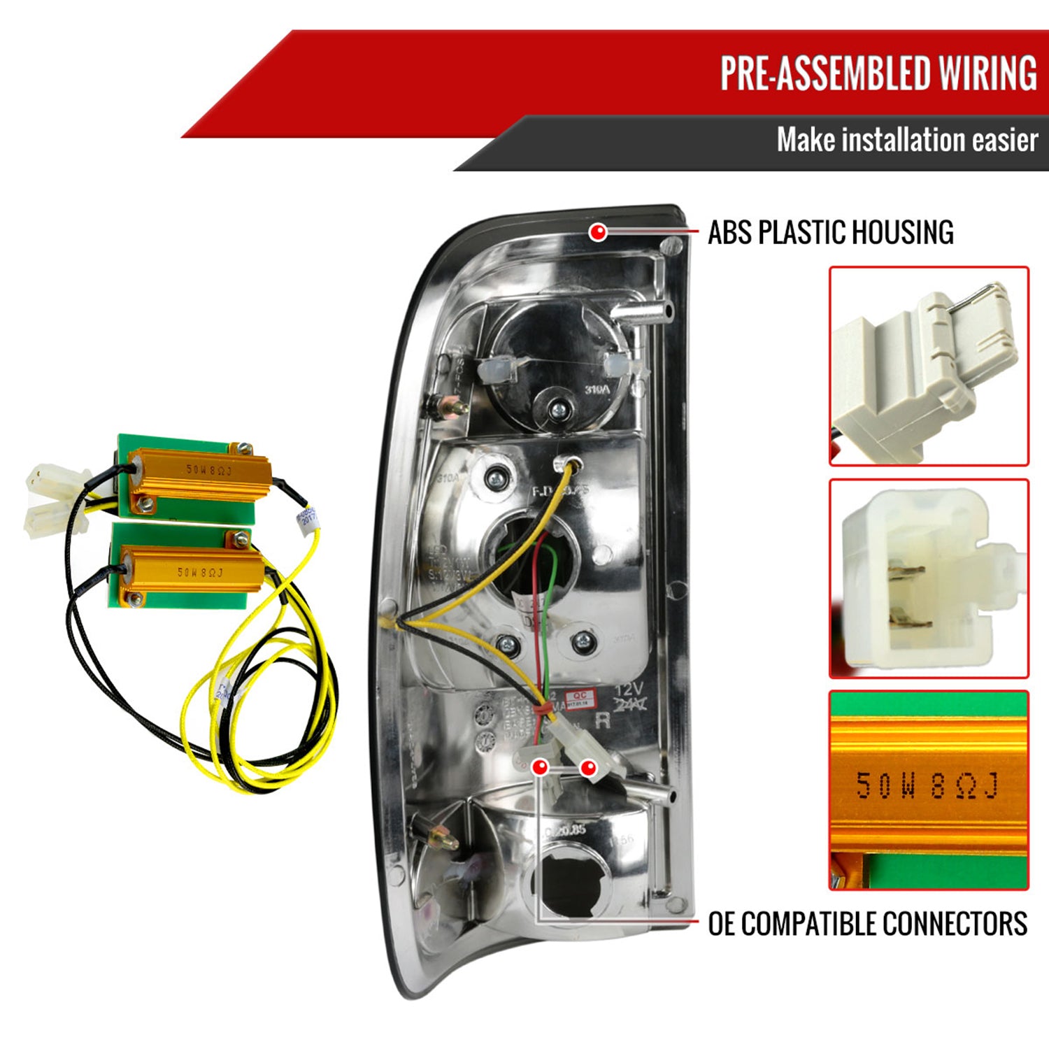 1997-2007 Ford F-150/F-250/350/450/550 Styleside LED Tail Lights Chrome/Smoke