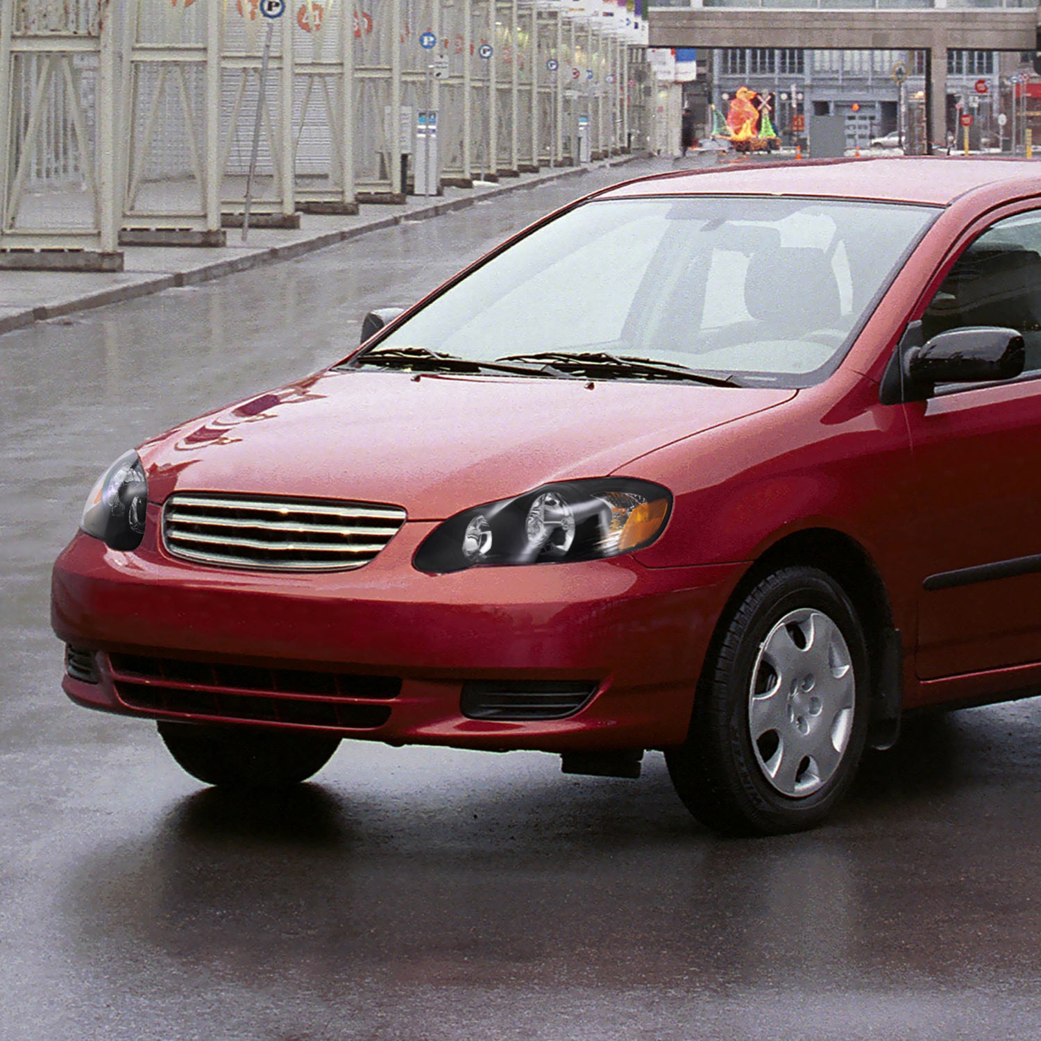 2003-2008 Toyota Corolla Factory Style Headlights Matte Black/Clear Lens