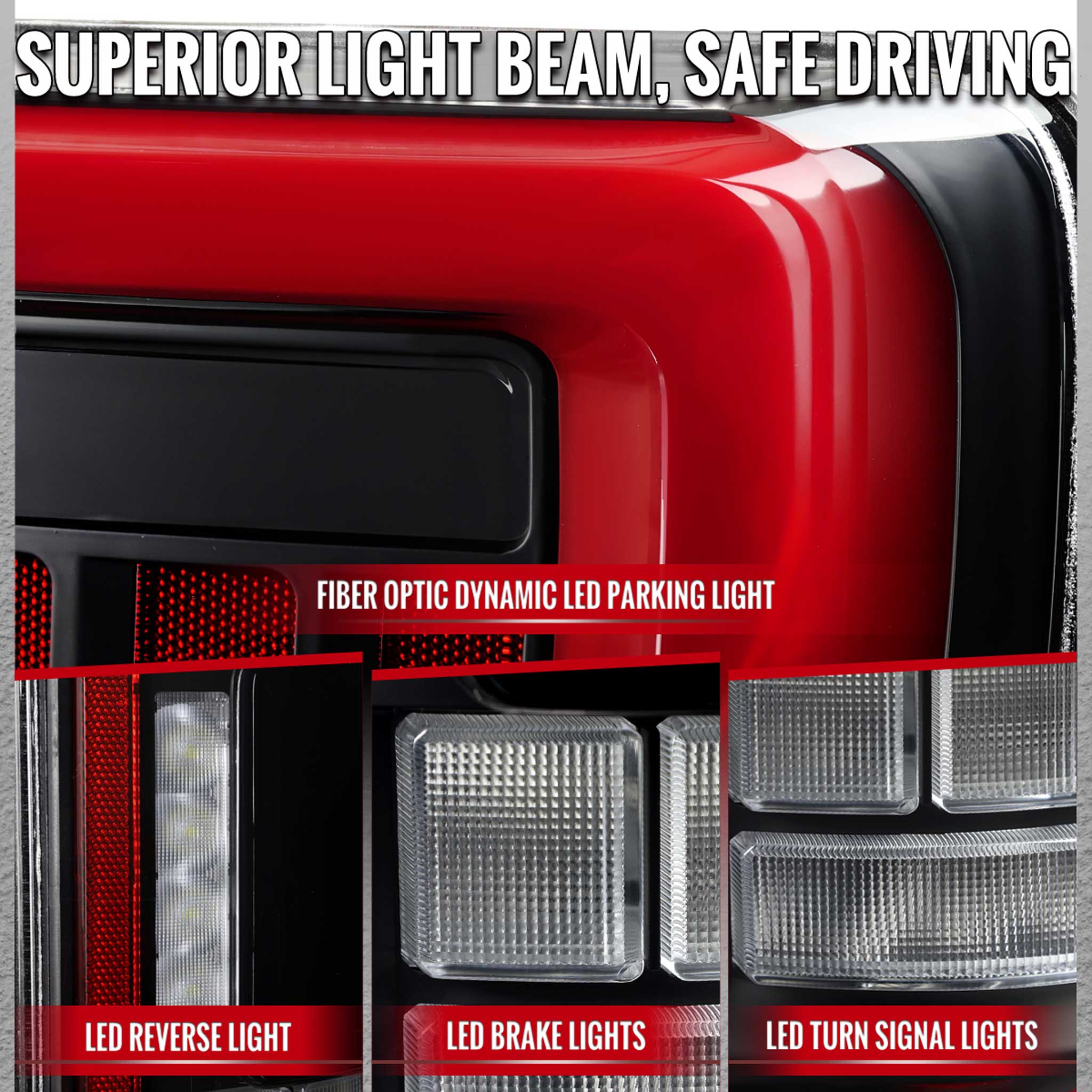 For Ford F-150 2021-2023 Full LED Tail Light Black Housing Clear Lens