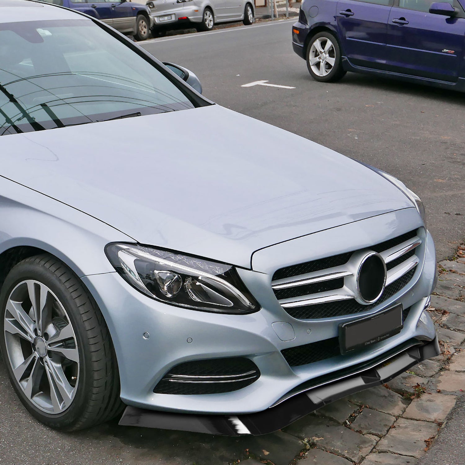 2012-2014 Mercedes W204 C Class Glossy Black Front Bumper Lip Splitter Kit