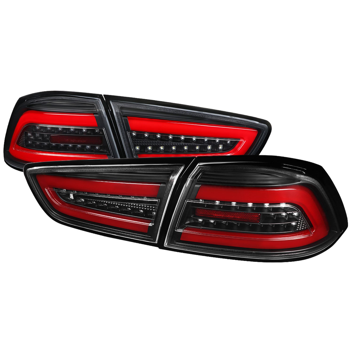 2008-2017 Mitsubishi Lancer / 08-2015 Lancer EVO X Red Bar LED Tail Lights Black