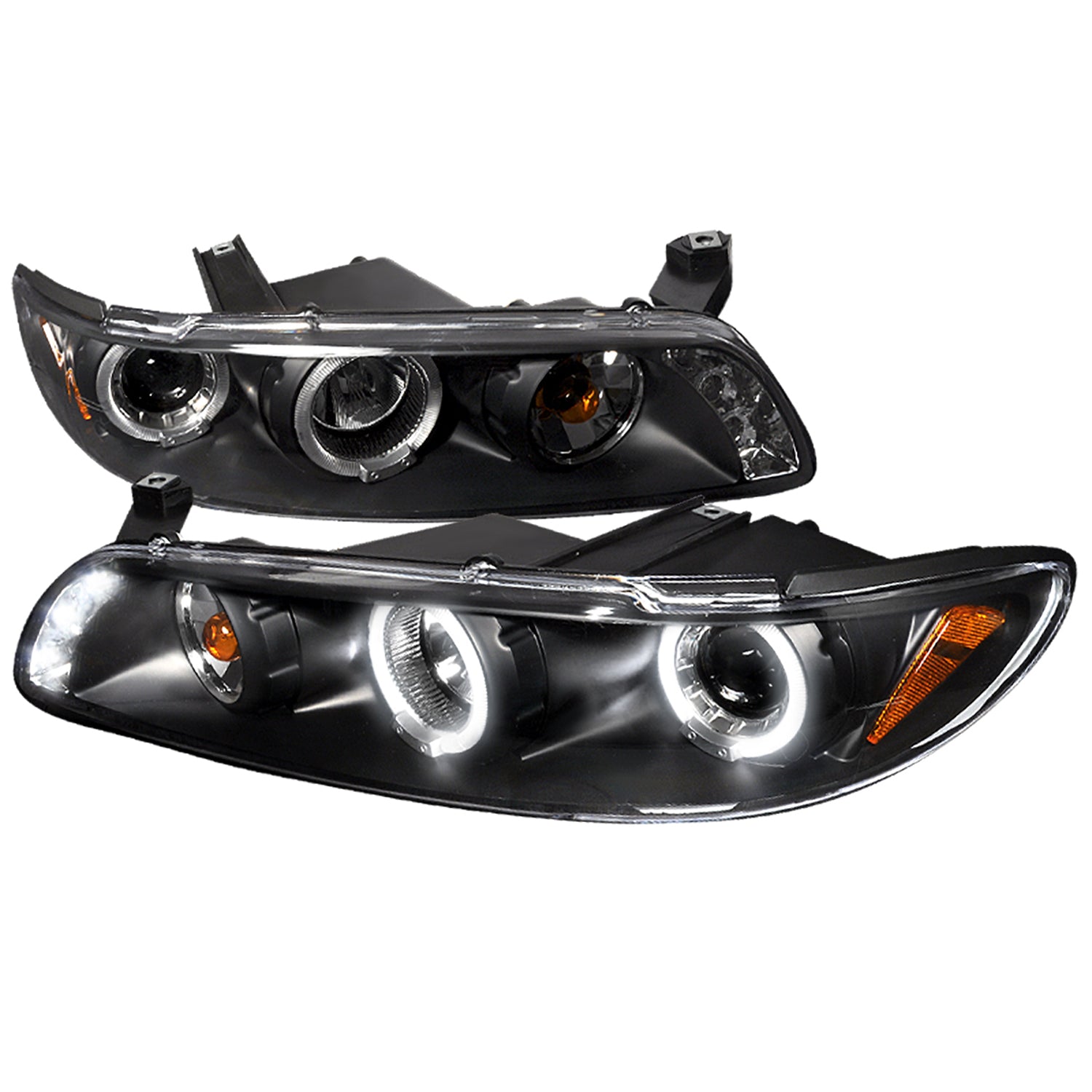 1997-2003 Pontiac Grand Prix Dual Halo Projector Headlights Matte Black/Clear