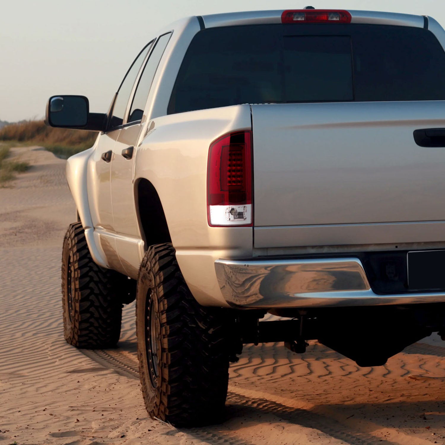 2002-2006 Dodge RAM 1500 2500 3500 LED Tail Lights Chrome Housing/Red Lens