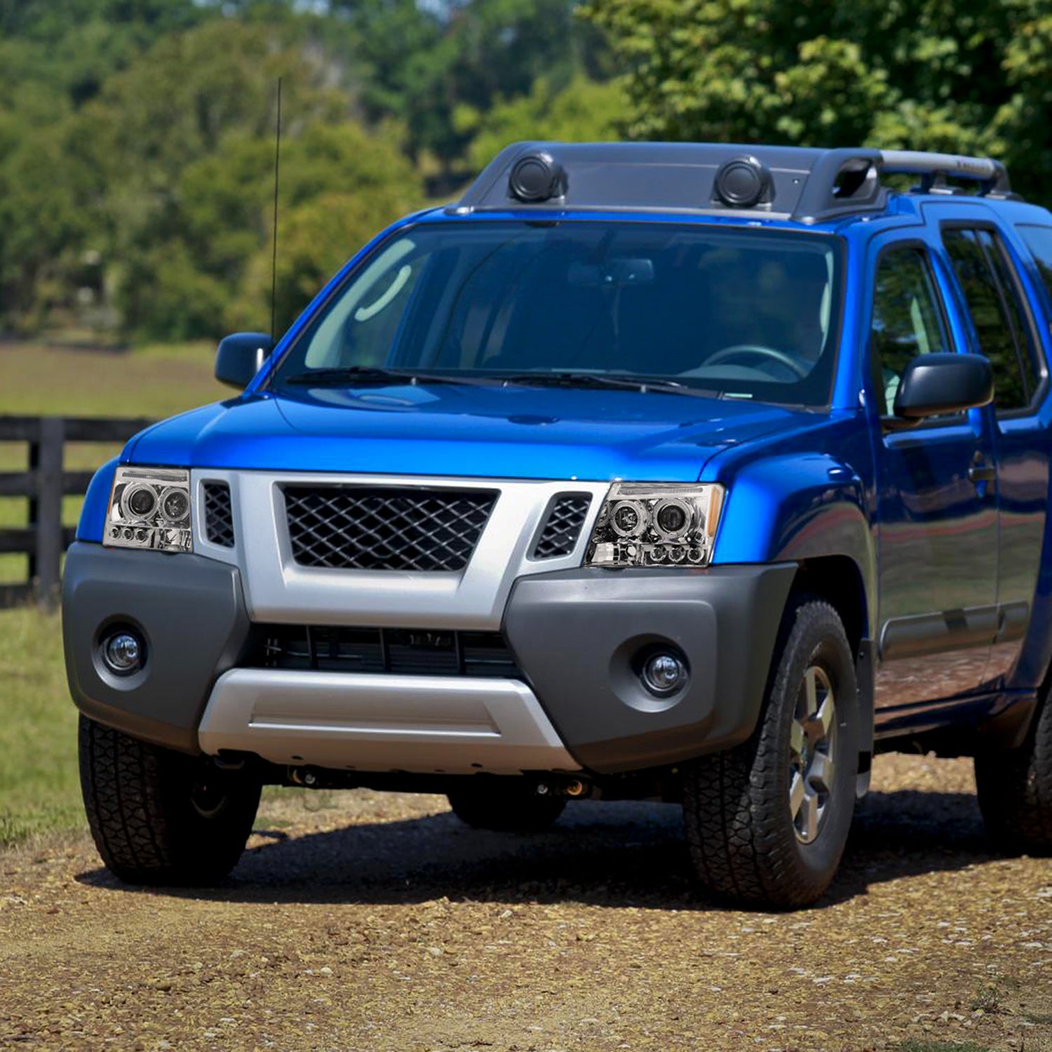2005-2015 Nissan Xterra Dual Halo Projector Headlights Chrome/Clear Lens