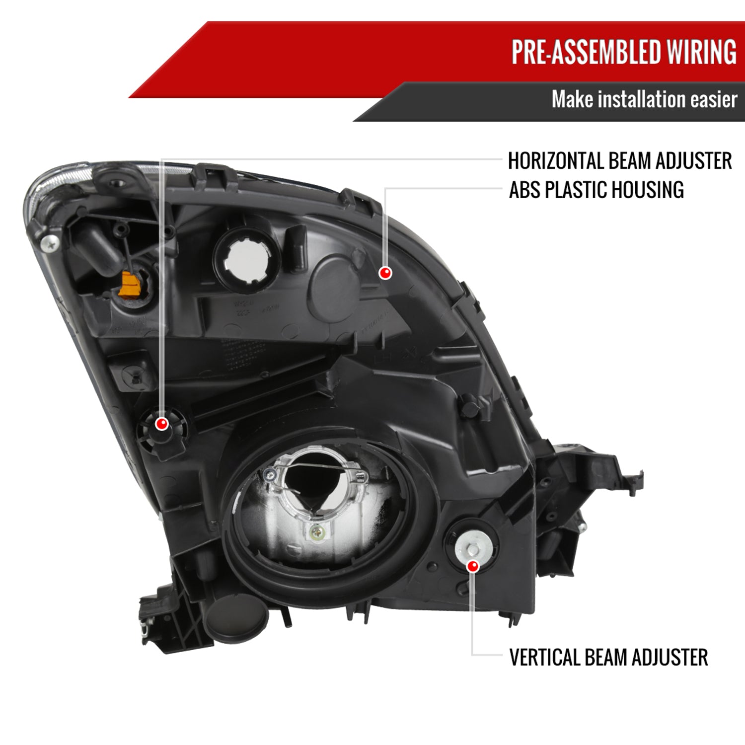 2006-2009 Toyota Prius Factory Style Headlights w/Amber Reflector Chrome/Clear