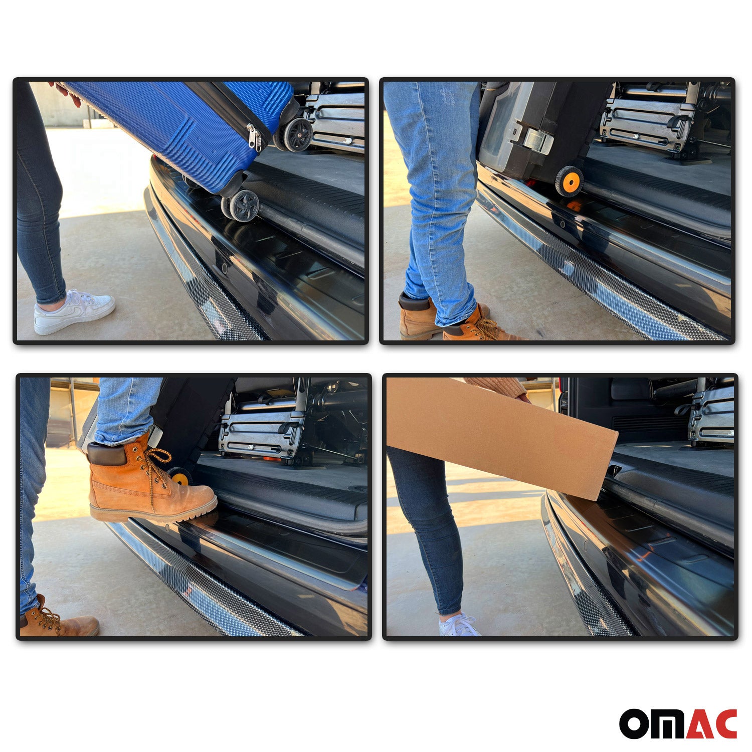 Rear Bumper Sill Cover for Dodge / Mercedes Sprinter 2007-18 Dark Chrome Brushed