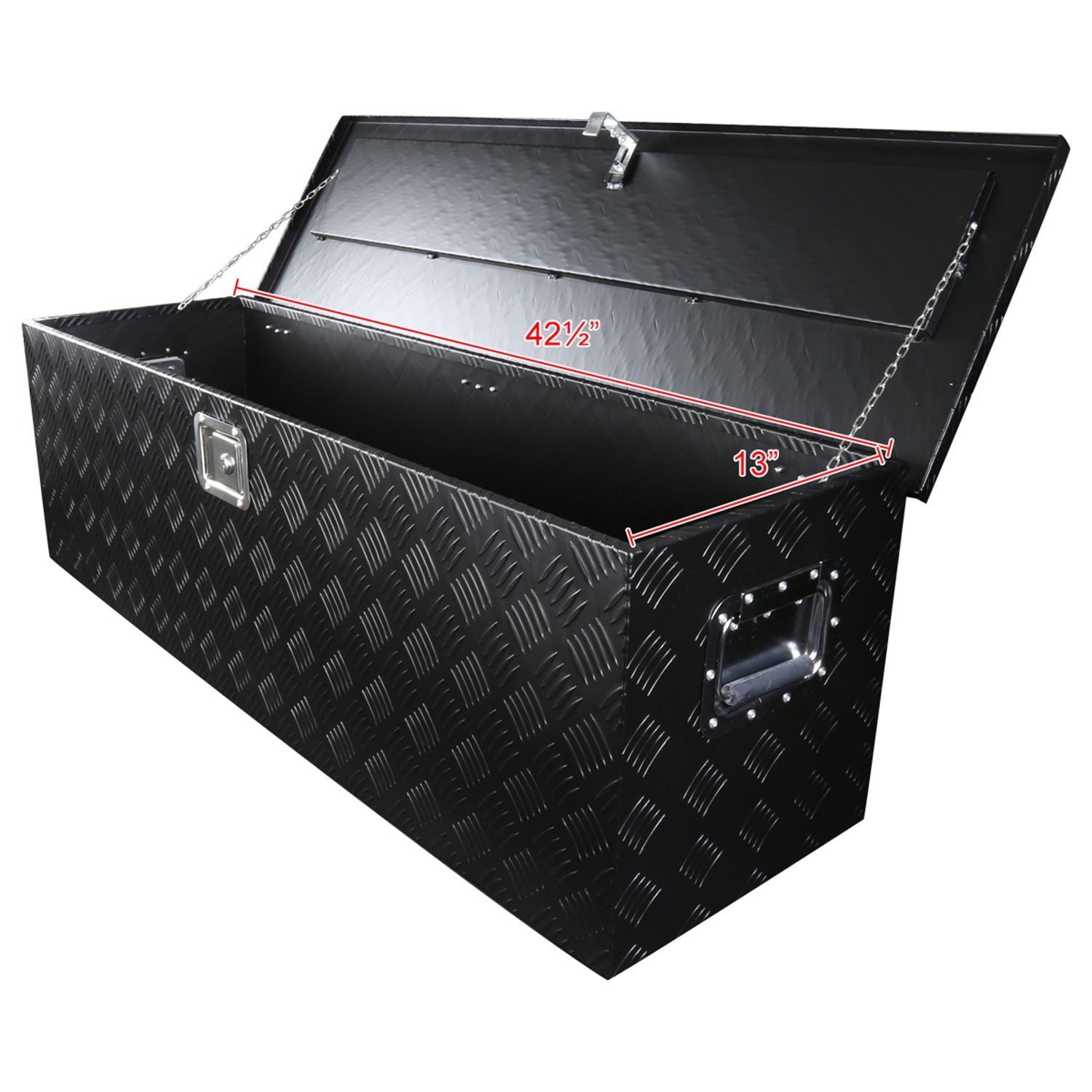 Universal 44" Heavy Duty Black Aluminum Tool Box w/ Side Handles Lock & Keys