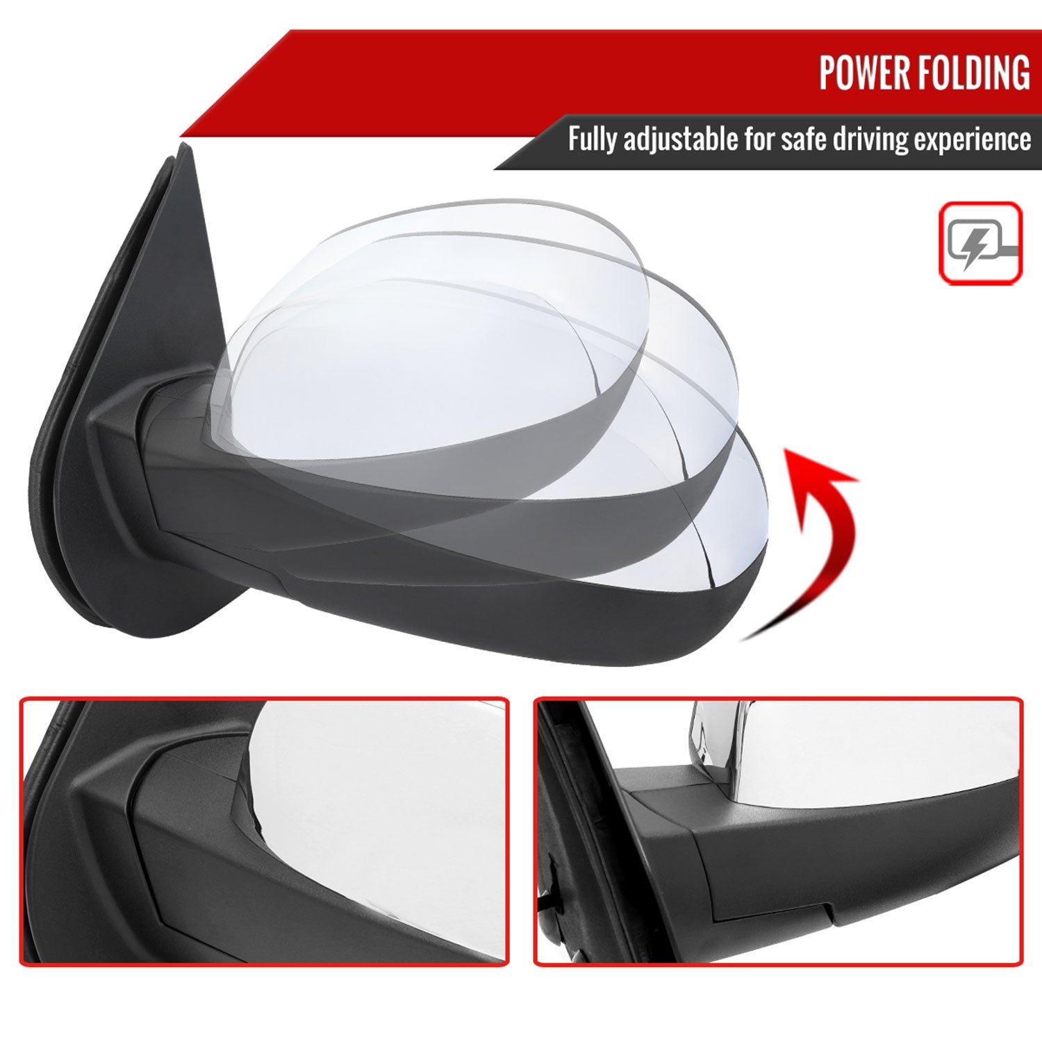 2007-2013 Chevy Silverado /Sierra Chrome Auto-Fold & Heated Side Mirror Driver