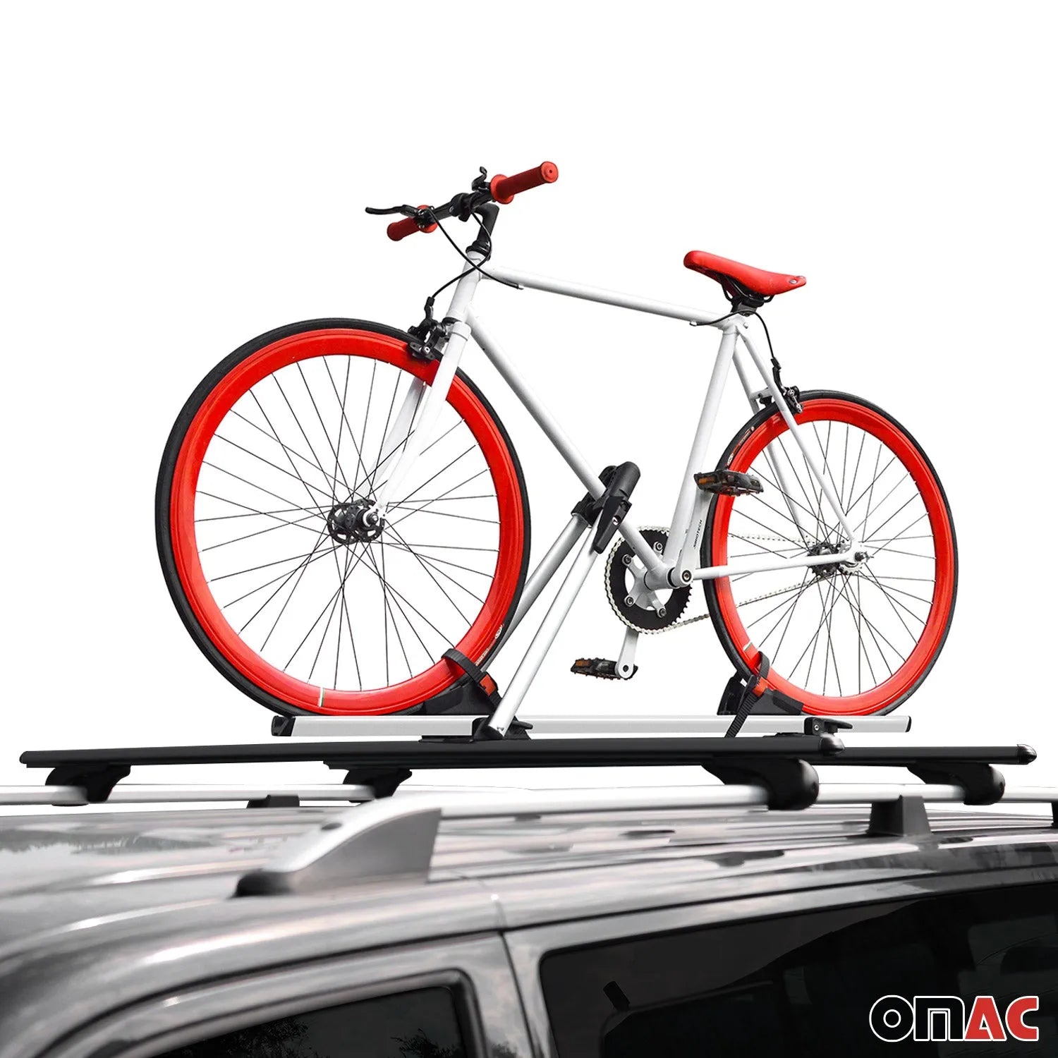 Bike Carrier Roof Rail Rack Cross Bars Luggage 59" Black Aluminum Set