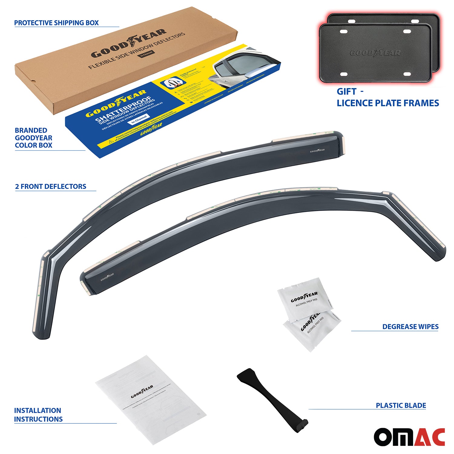 Goodyear Wind Deflectors for Ford F150 2004-2014 SuperCab In-channel Smoke 2 pcs