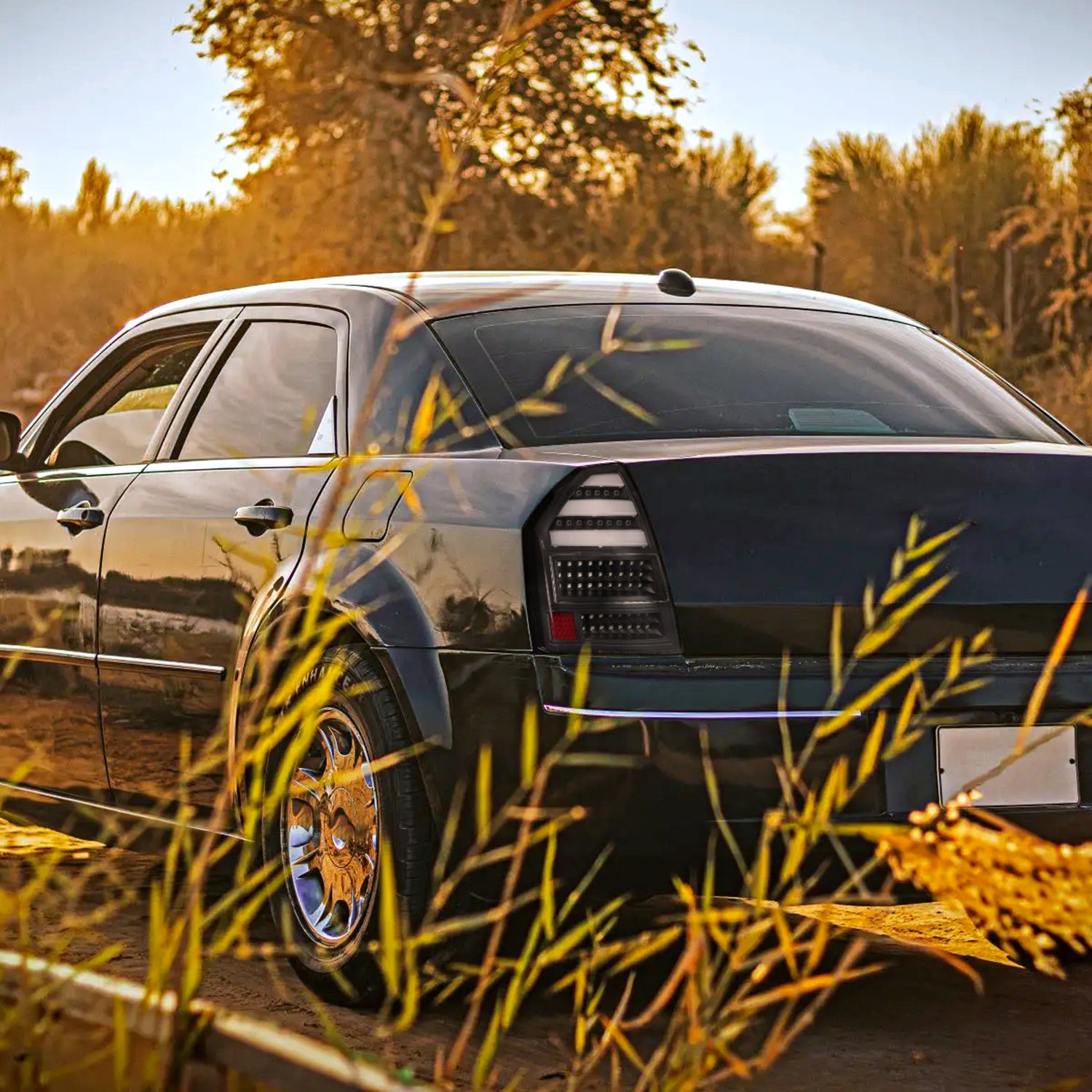 2005-2007 Chrysler 300C V2 LED Tail Lights Matte Black Housing/Clear Lens