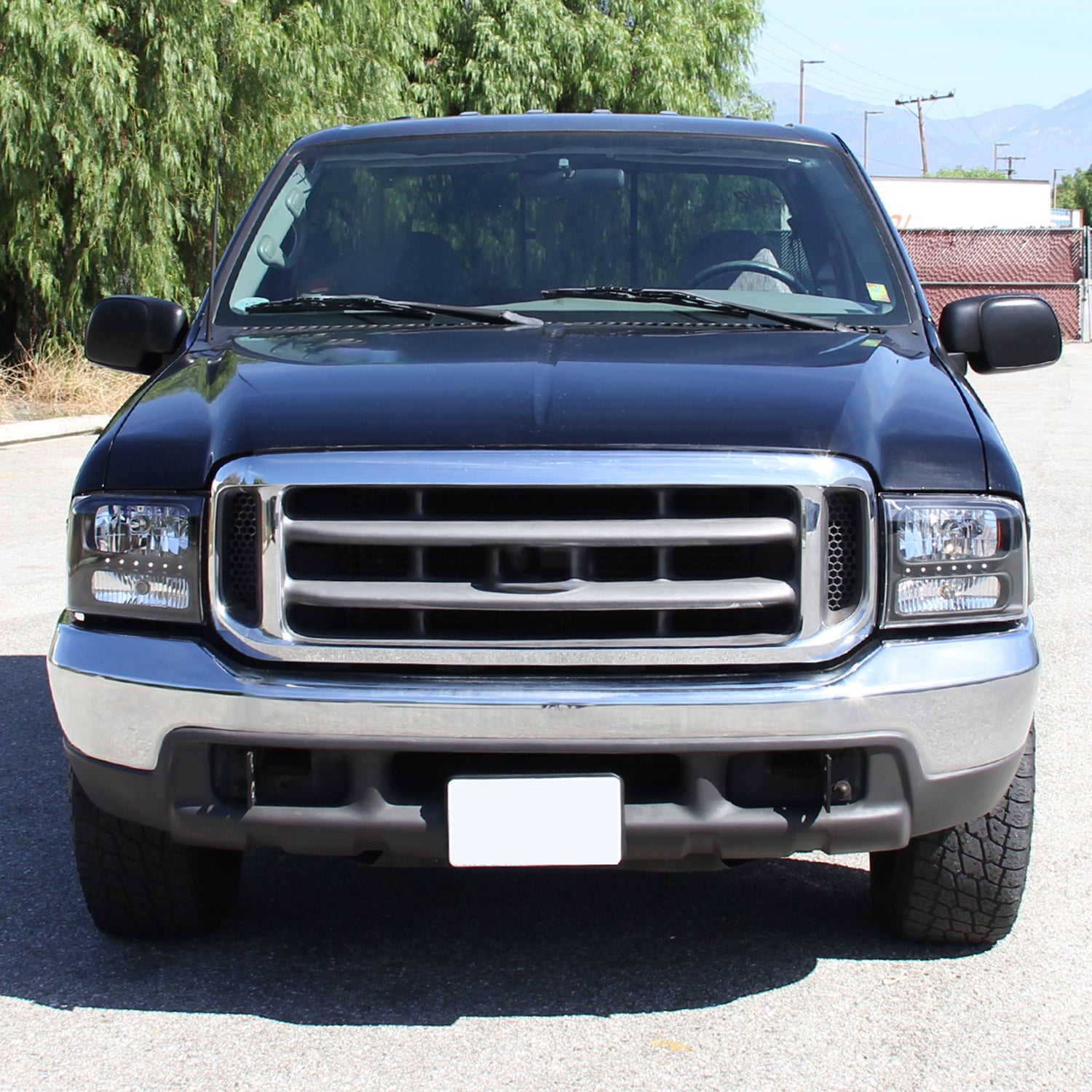 1999-2004 Ford F-250/350/450/550/Excursion Crystal Headlights LED Light Black