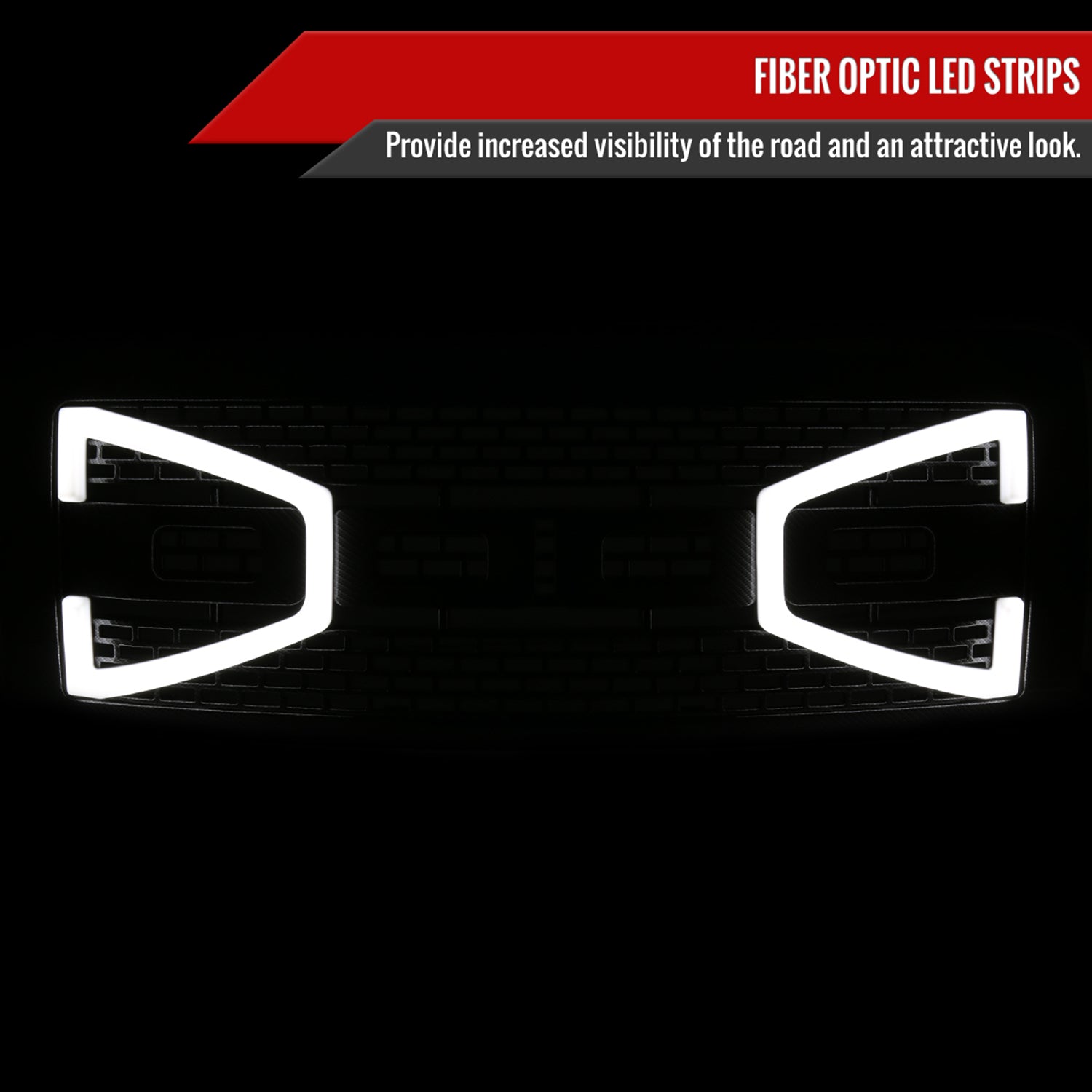 2009-2014 Ford F-150 Carbon Fiber Look Raptor Mesh Grille w/LED Light Bar