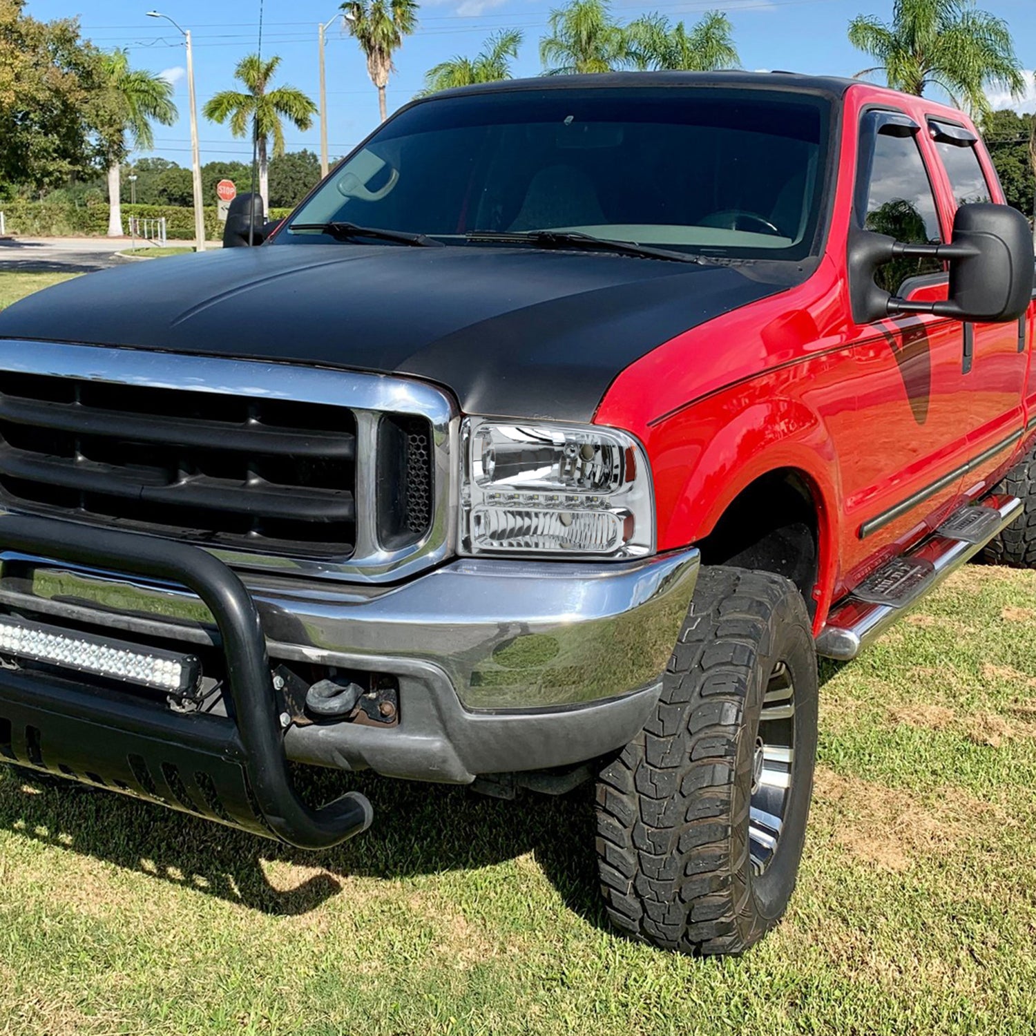 1999-2004 Ford F-250/350/450/550/Excursion Crystal Headlights LED Light Chrome