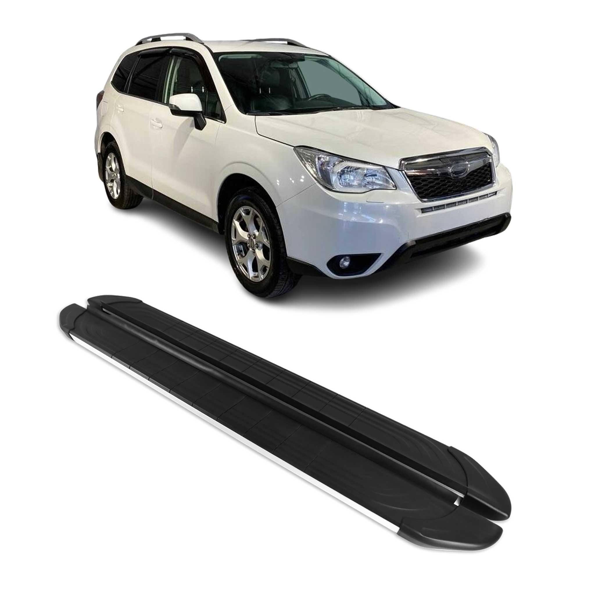 2014-2018 Subaru Forester Running Boards Side Steps Silver & Black