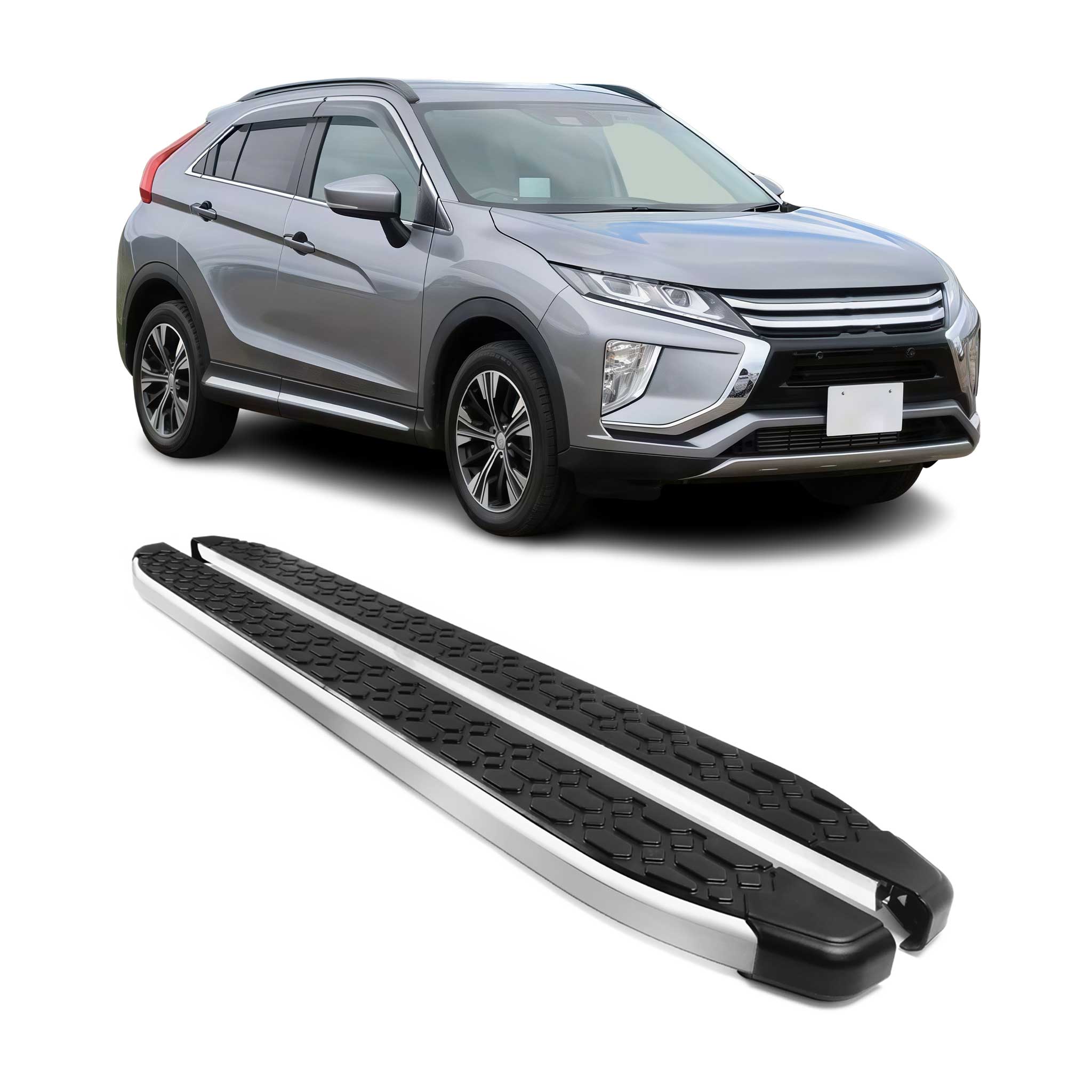 2018-2024 Mitsubishi Eclipse Cross Running Boards Side Steps Silver & Black
