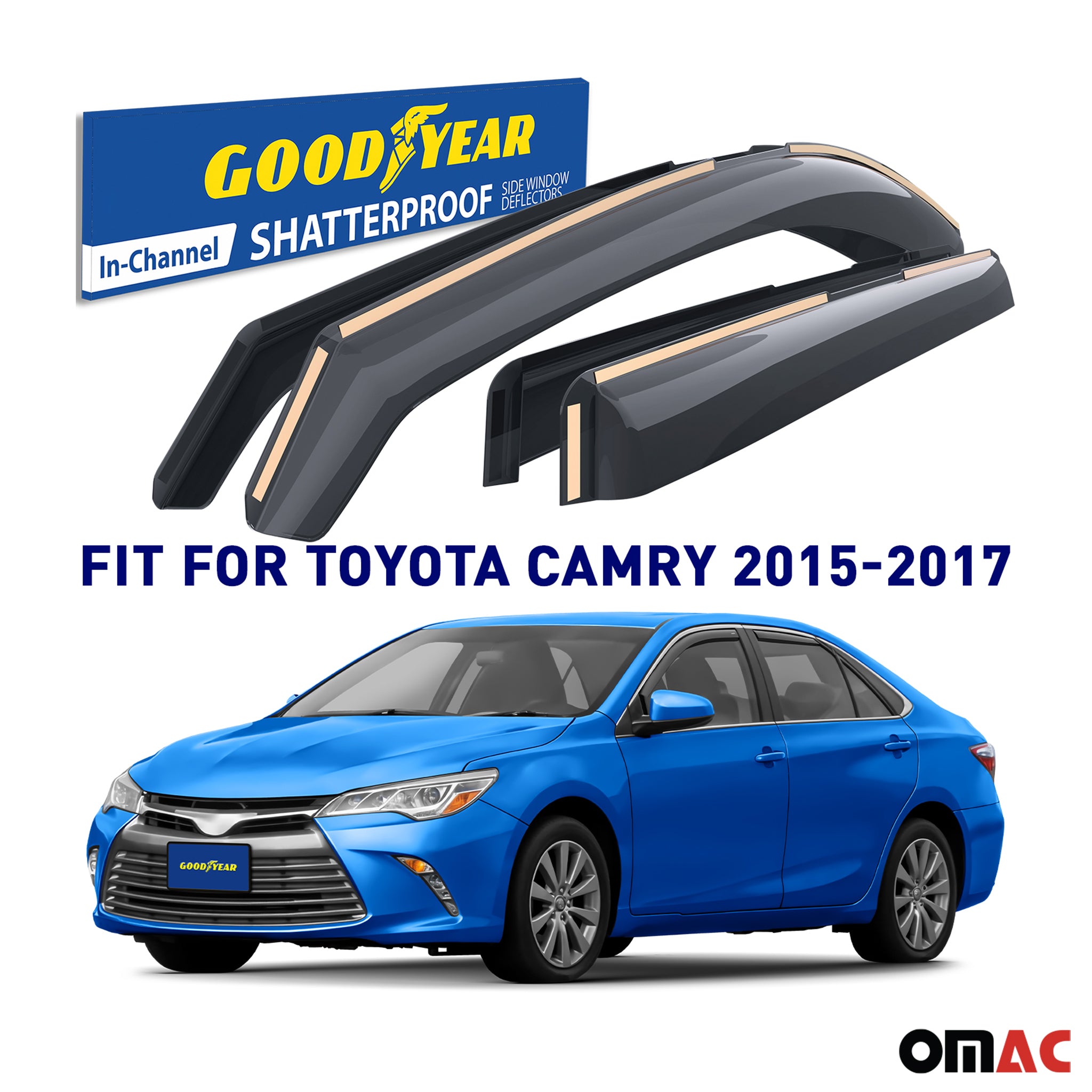Goodyear Wind Deflectors for Toyota Camry 2015-2017 In-channel Premium Smoke 4x