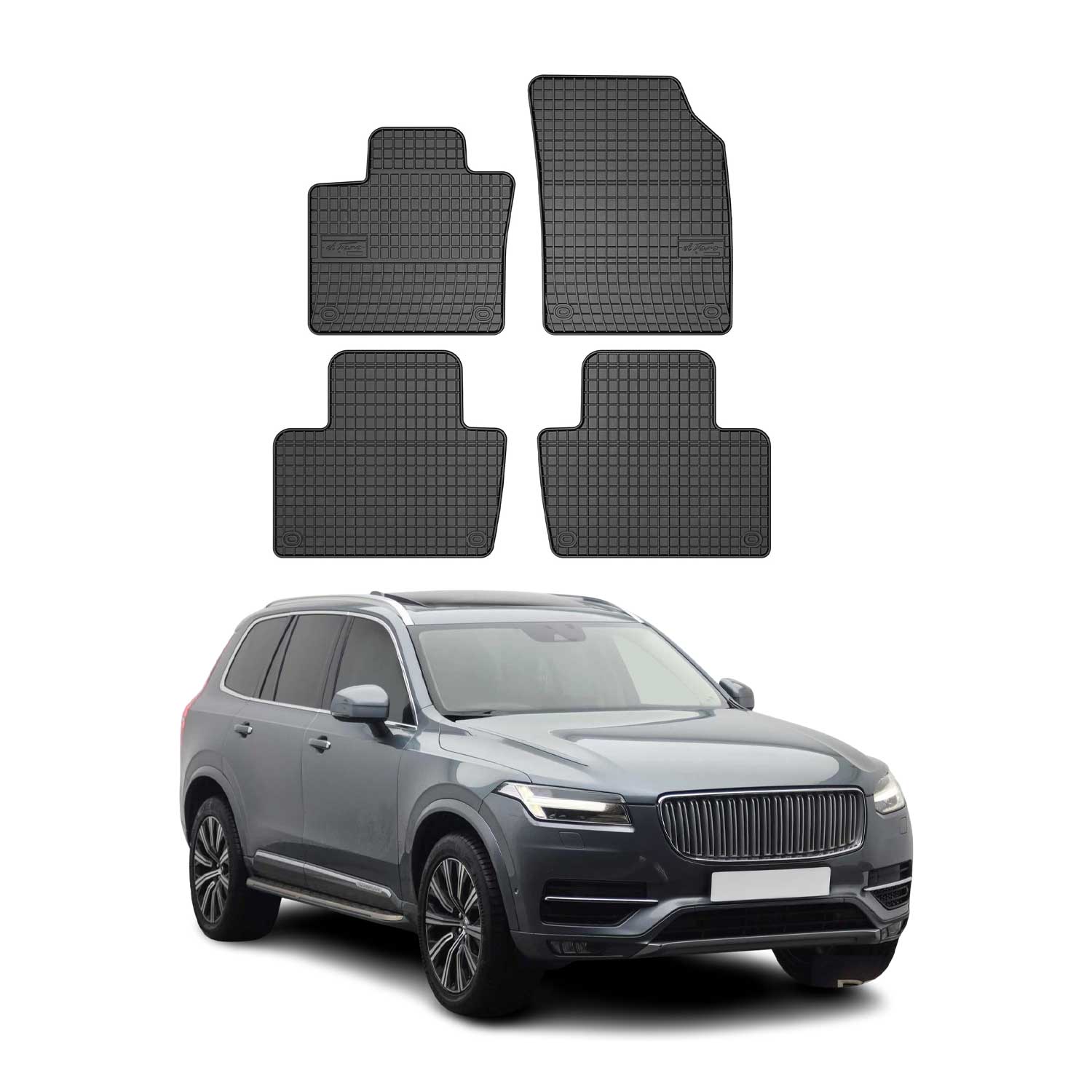 2016-2026 Volvo XC90 Floor Mats Liners Full Set All Weather Rubber Black