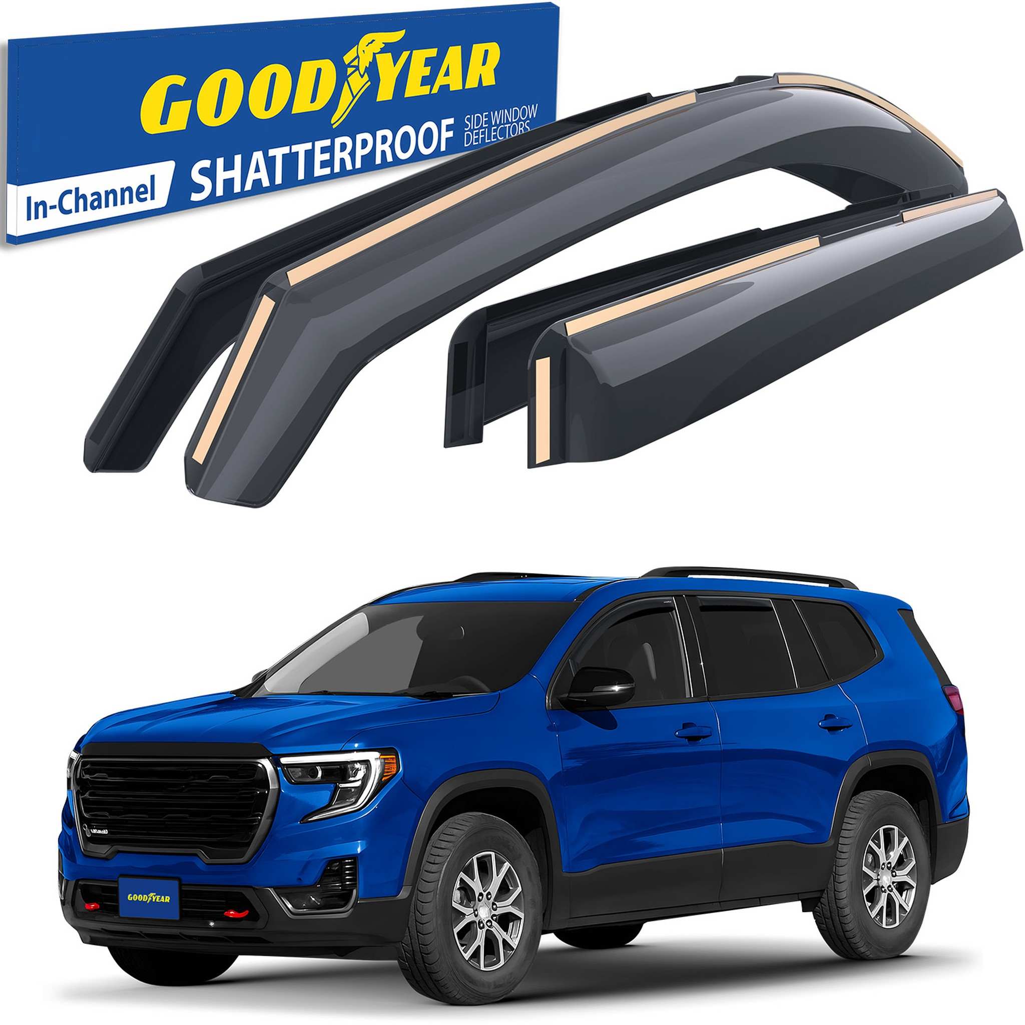 Goodyear Wind Deflectors for GMC Acadia 2024-2026 In-channel Premium Smoke 4Pcs