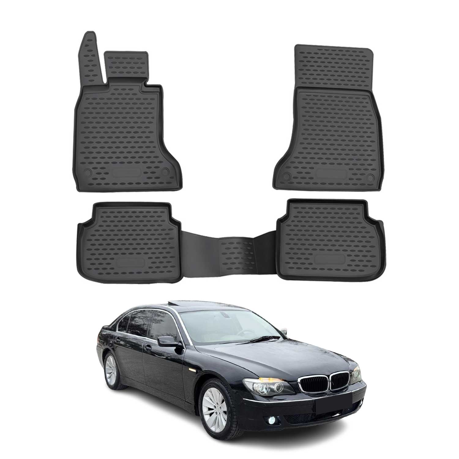 2009-2015 BMW 7 Series F01 Short Sedan Floor Mats Liners Full Set All Weather Black