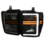 2008-2010 Ford F-250/350/450/550 SuperDuty LED Signal Factory Headlights Black