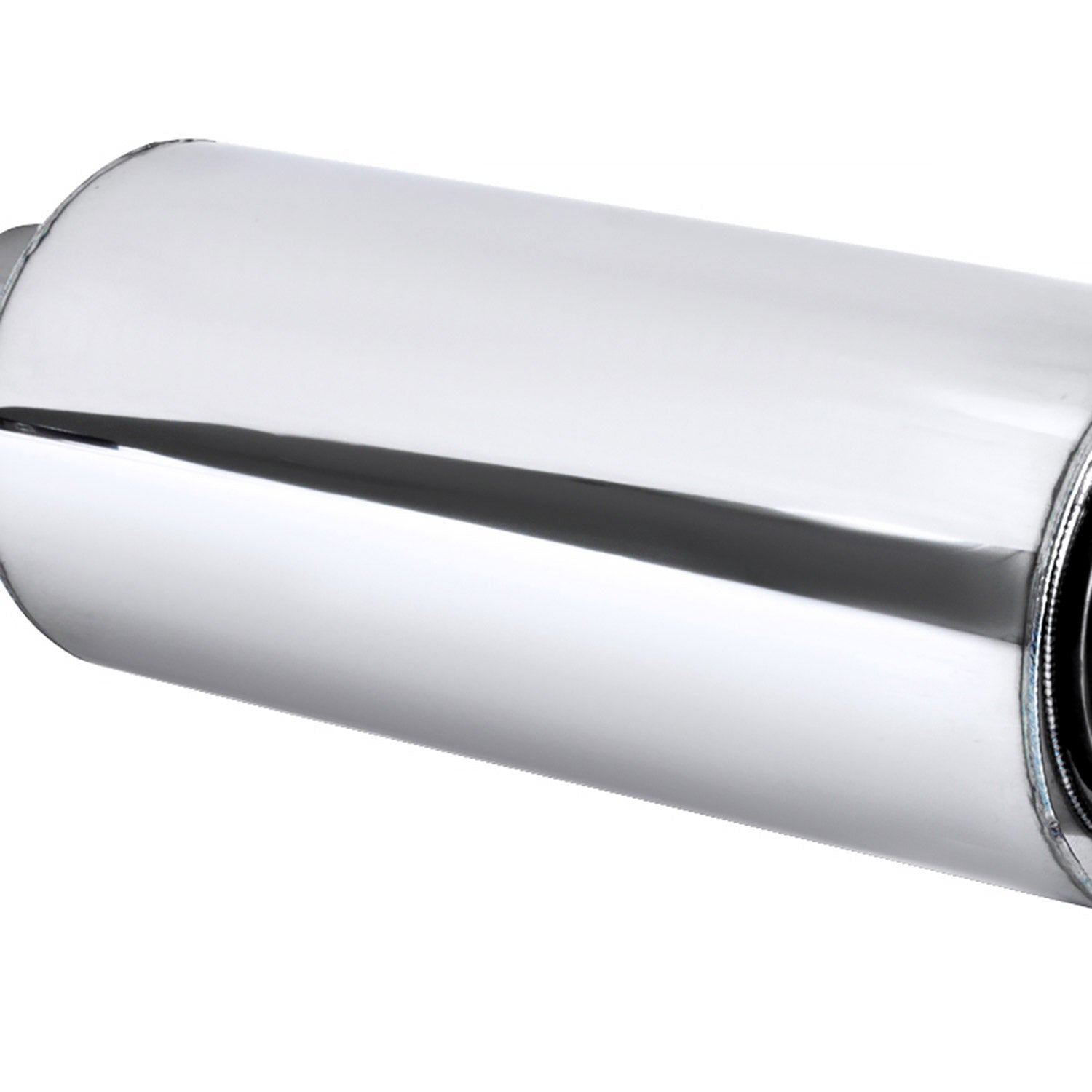 Universal 2.5" Inlet/4" Outlet S.Steel Spiral Flow Exhaust Muffler w/Slanted Tip