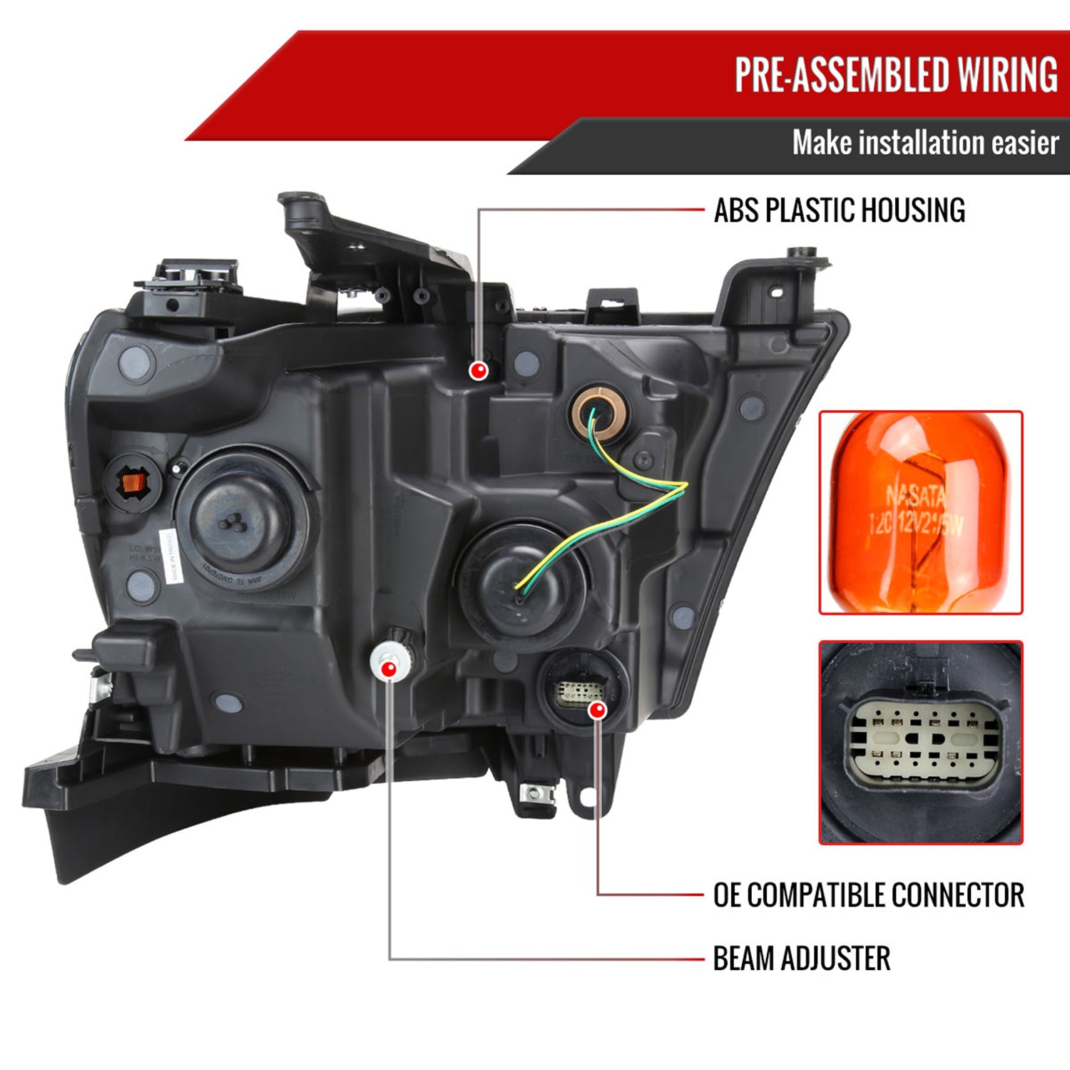 2019-2024 Dodge RAM 1500 Factory Headlights w/Amber Reflectors Chrome/Clear