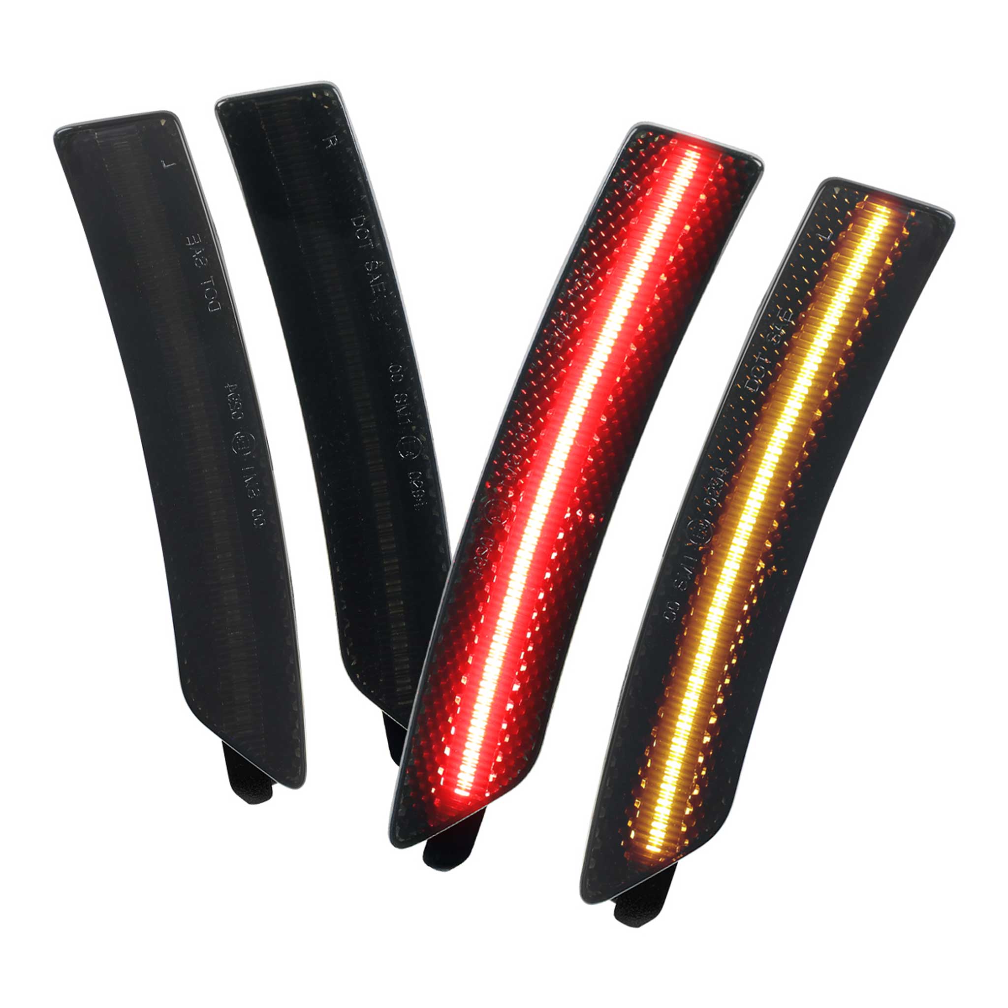 For Ford Mustang S650 2024-2025 Front and Rear Bumper LED Side Marker Signal Lights Chrome Housing Smoked Lens