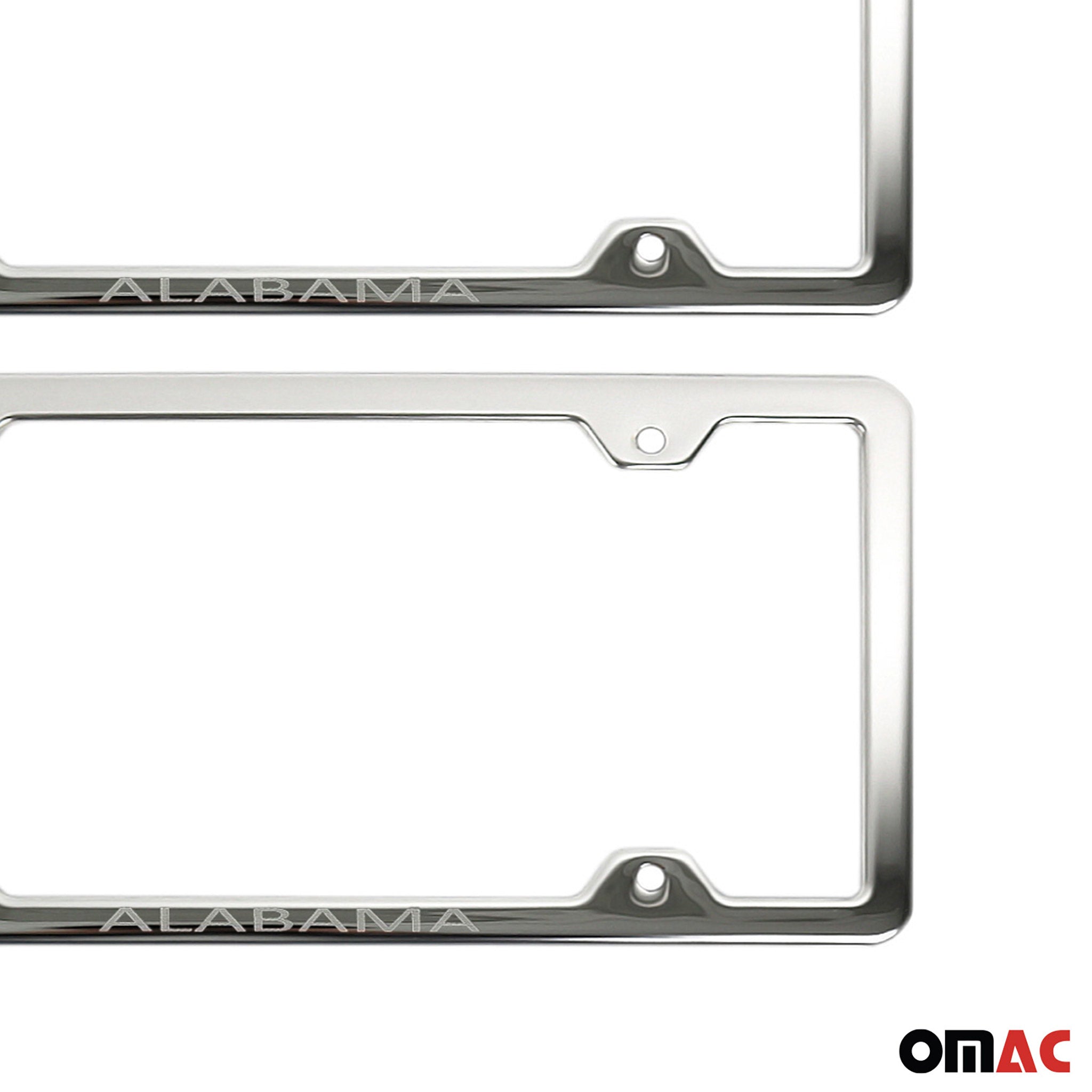 ALABAMA Print License Plate Frame Tag Holder Chrome S. Steel 2 pcs.