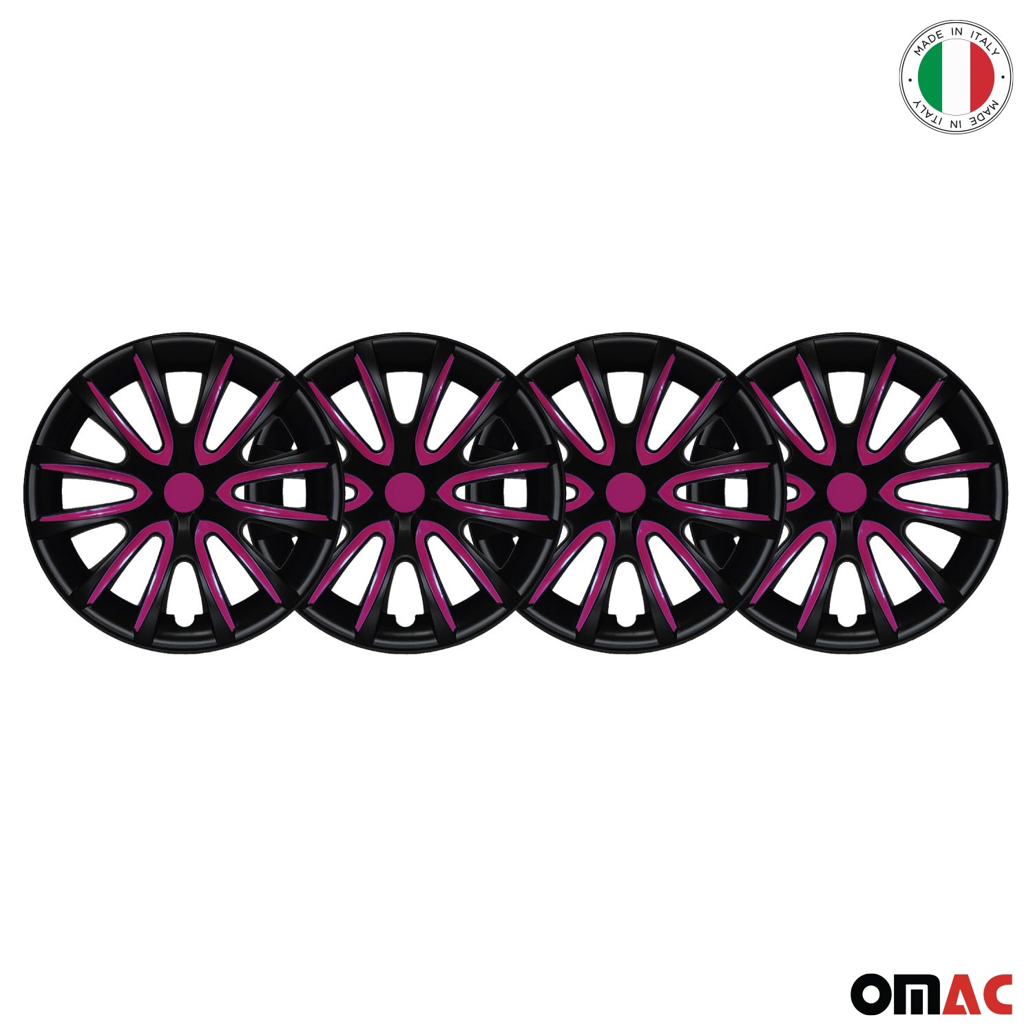 Bicolo Hub Caps Wheel Cover 15" Black Matt & Violet Full Set 4 pcs.