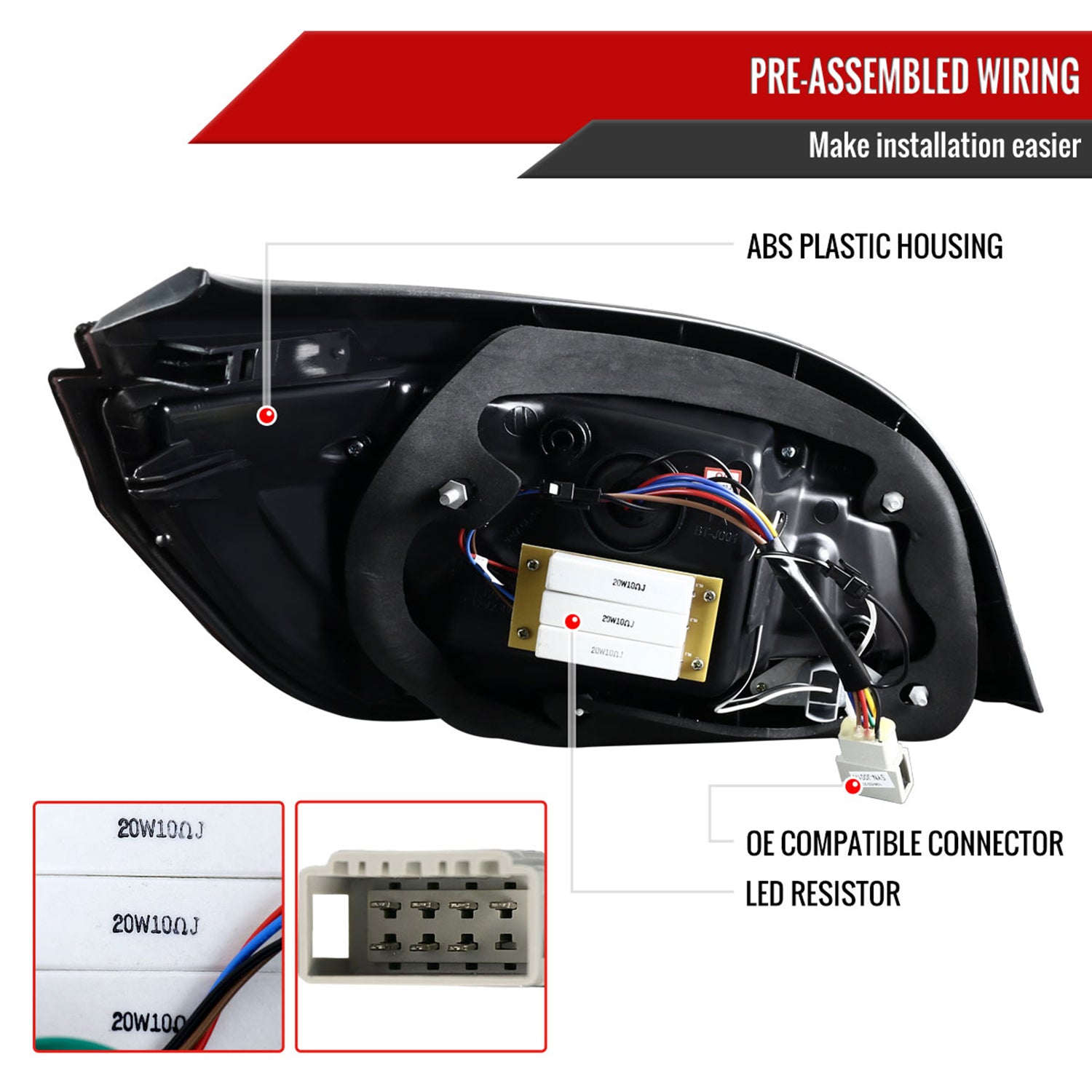 2008-2010 BMW E60 5 Series Sedan LED Tail Lights Jet Black/Clear Lens