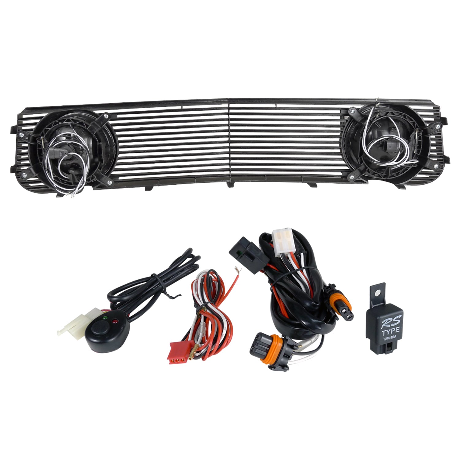 2005-2009 Ford Mustang V6 Black ABS Grille w/ Dual H10 Fog Lights