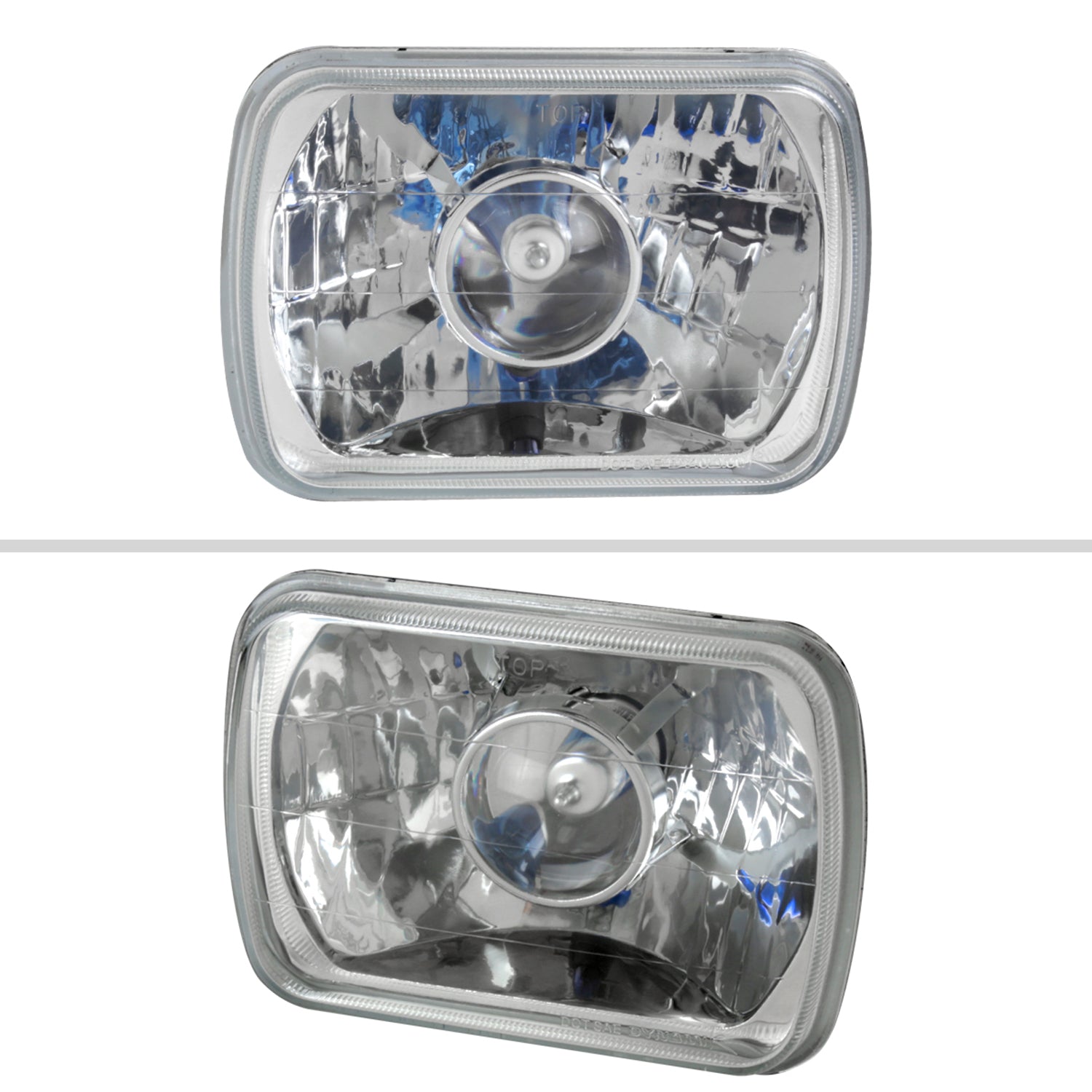 Universal 7"x6" H4 Projector Headlights Chrome Housing/Clear Lens