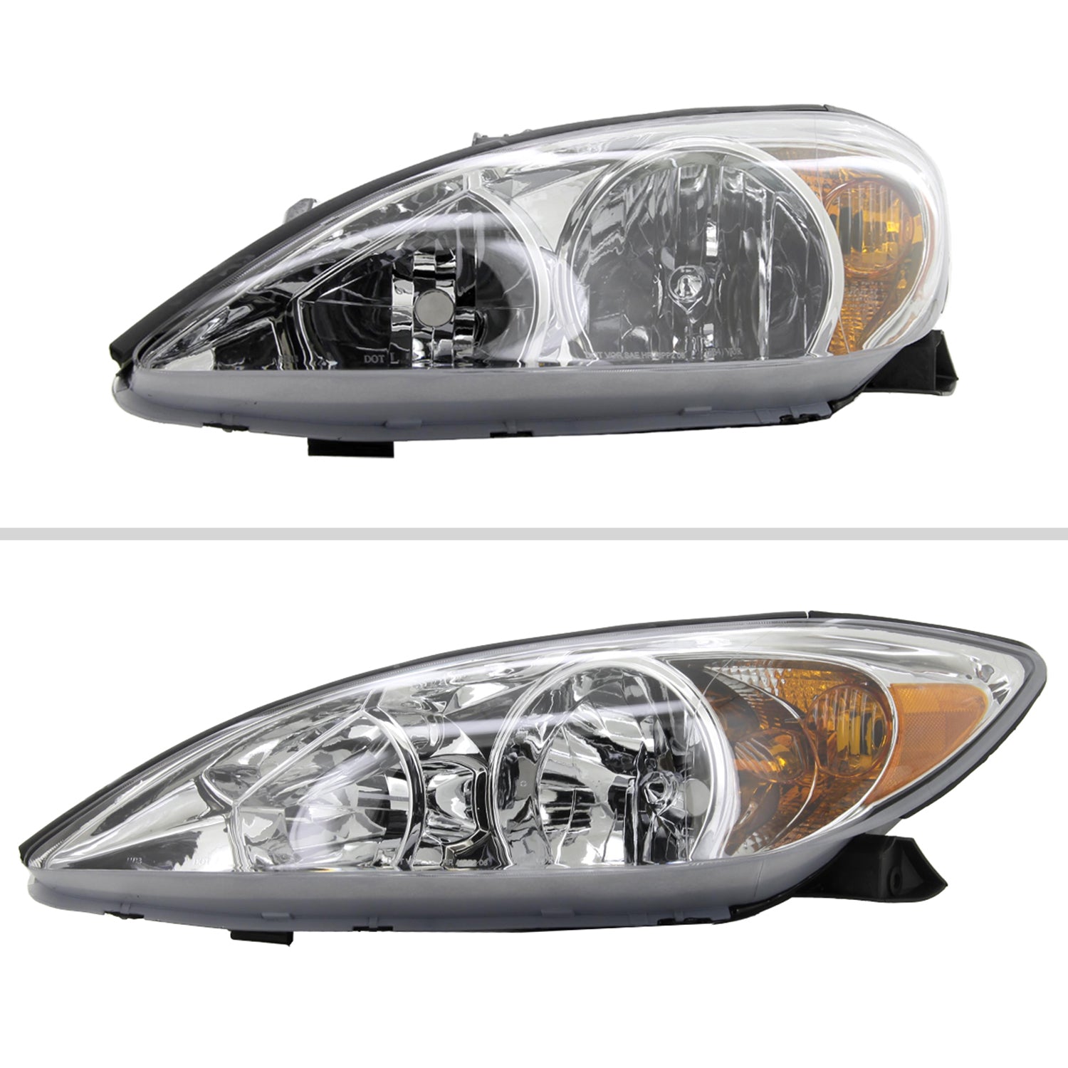 2002-2004 Toyota Camry Factory Style Headlights w/Amber Reflector Chrome/Clear
